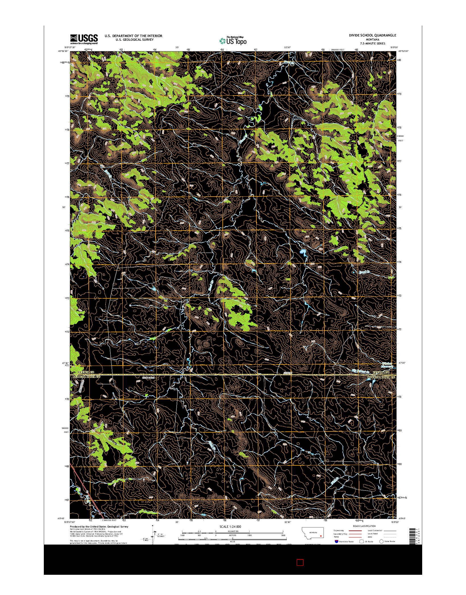 USGS US TOPO 7.5-MINUTE MAP FOR DIVIDE SCHOOL, MT 2017