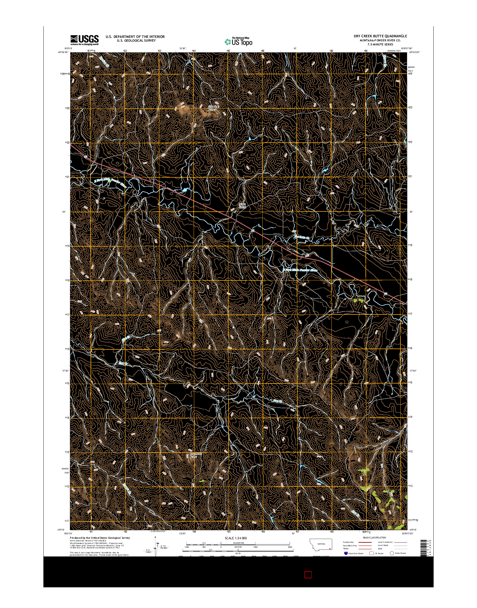USGS US TOPO 7.5-MINUTE MAP FOR DRY CREEK BUTTE, MT 2017