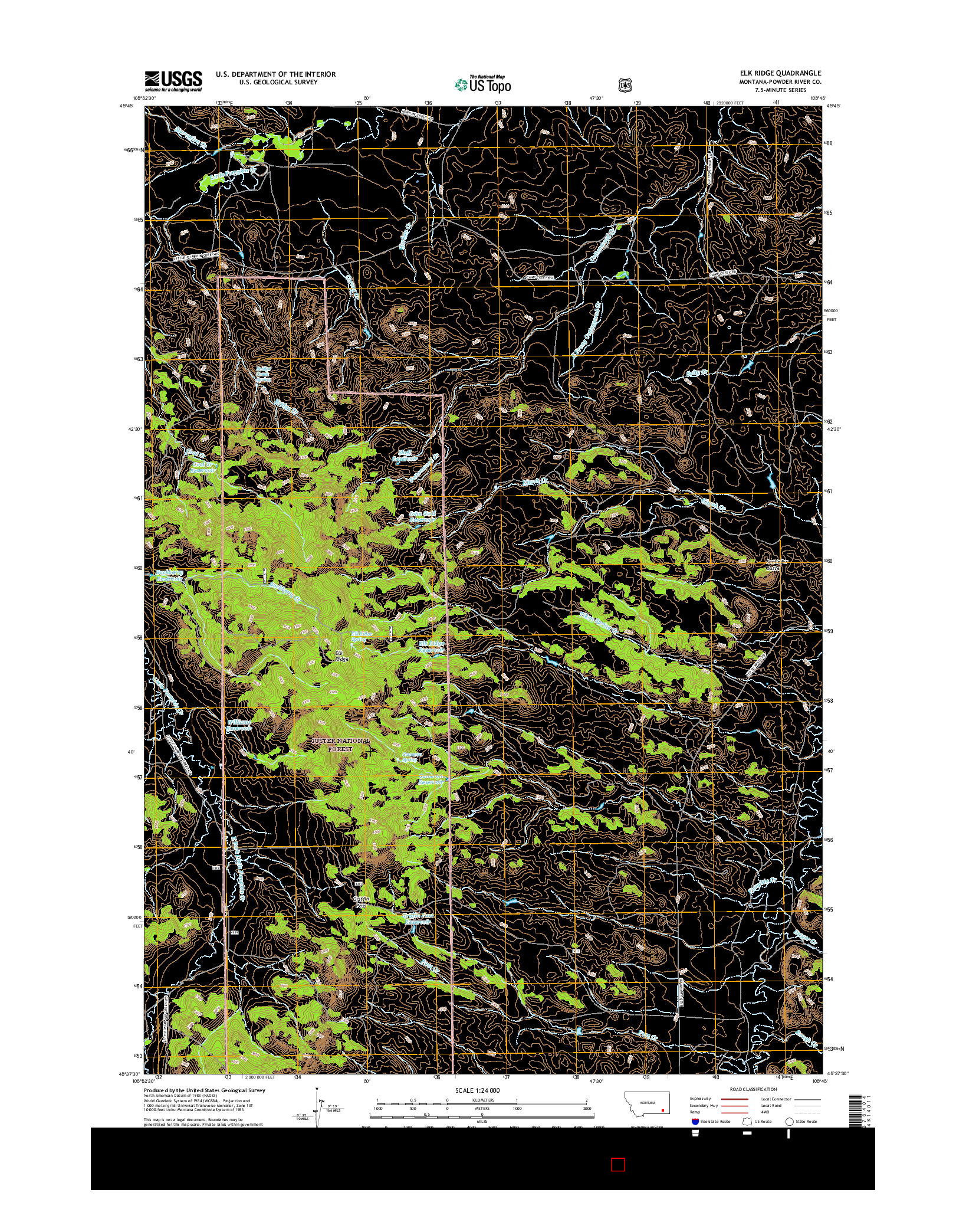 USGS US TOPO 7.5-MINUTE MAP FOR ELK RIDGE, MT 2017