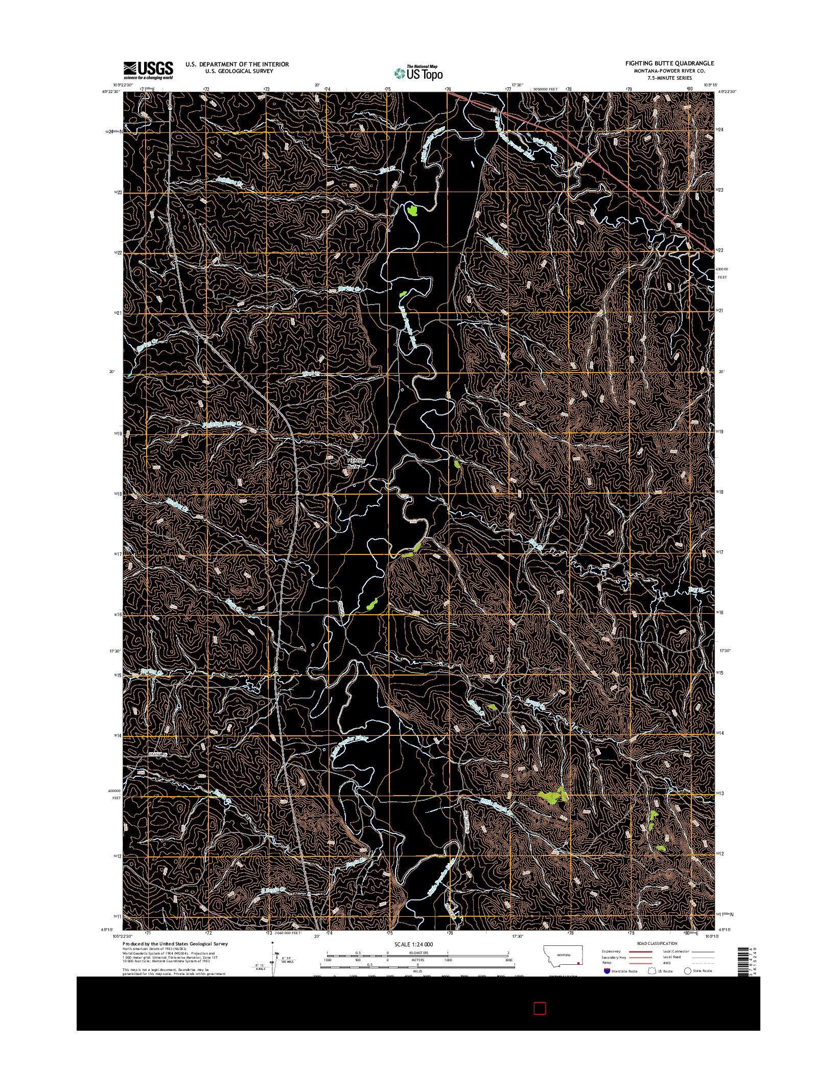 USGS US TOPO 7.5-MINUTE MAP FOR FIGHTING BUTTE, MT 2017