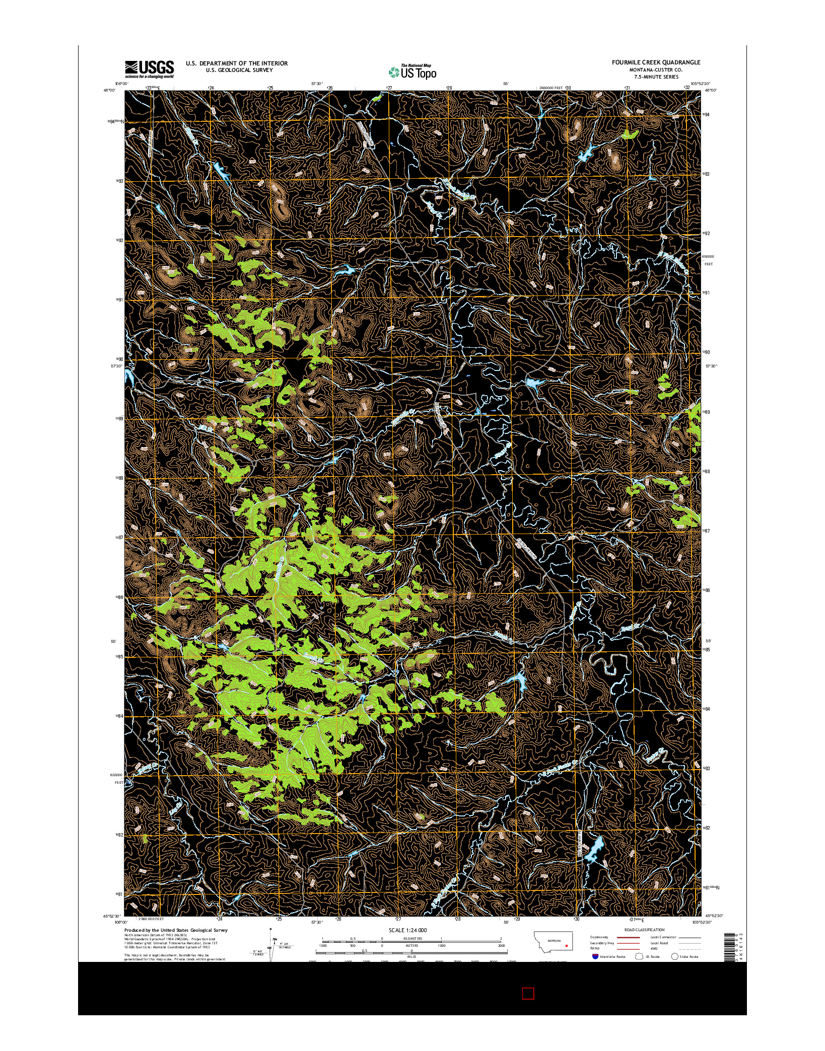 USGS US TOPO 7.5-MINUTE MAP FOR FOURMILE CREEK, MT 2017