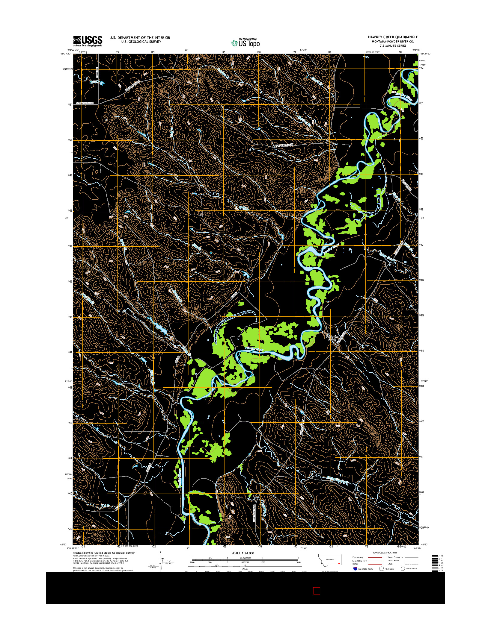 USGS US TOPO 7.5-MINUTE MAP FOR HAWKEY CREEK, MT 2017