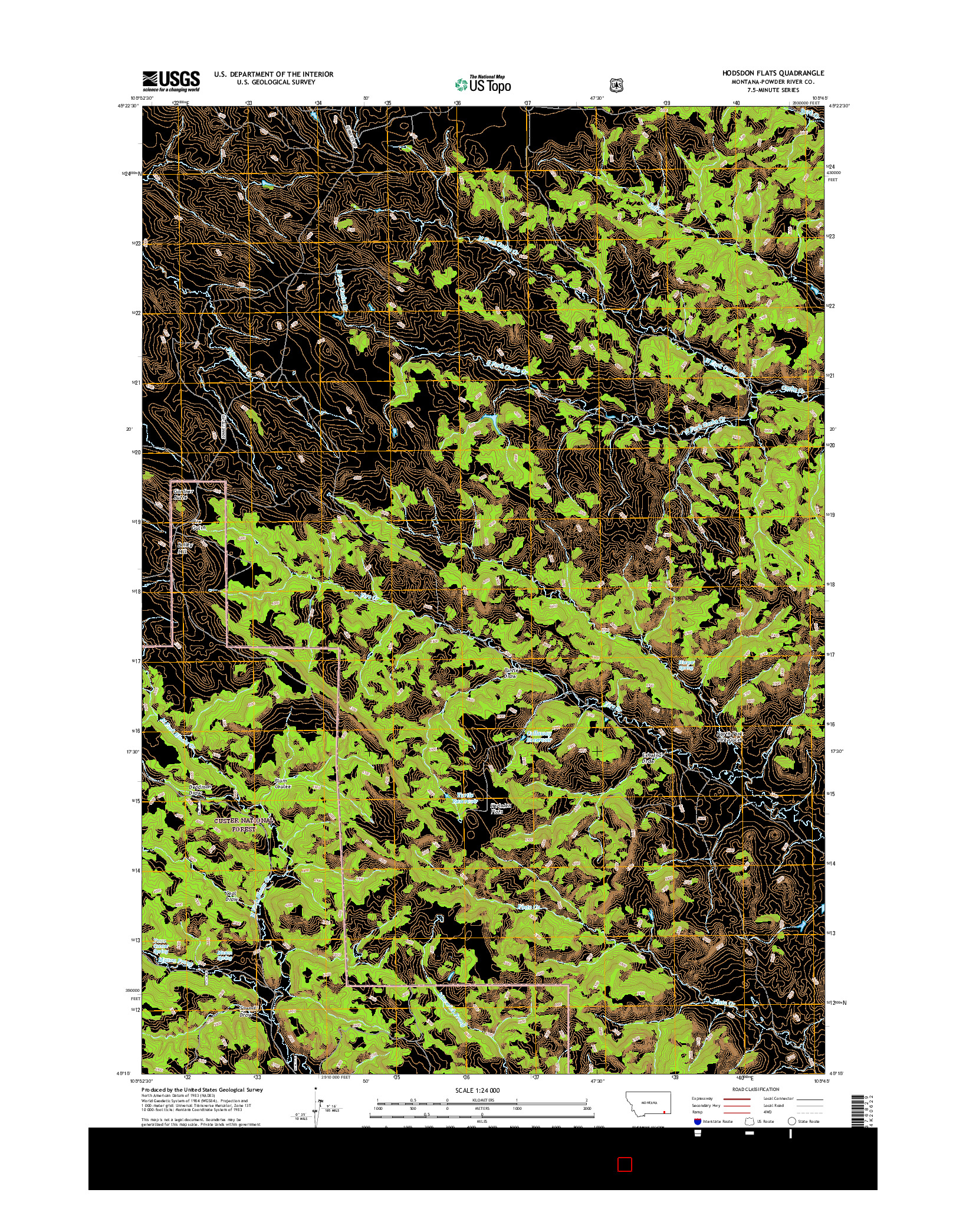 USGS US TOPO 7.5-MINUTE MAP FOR HODSDON FLATS, MT 2017