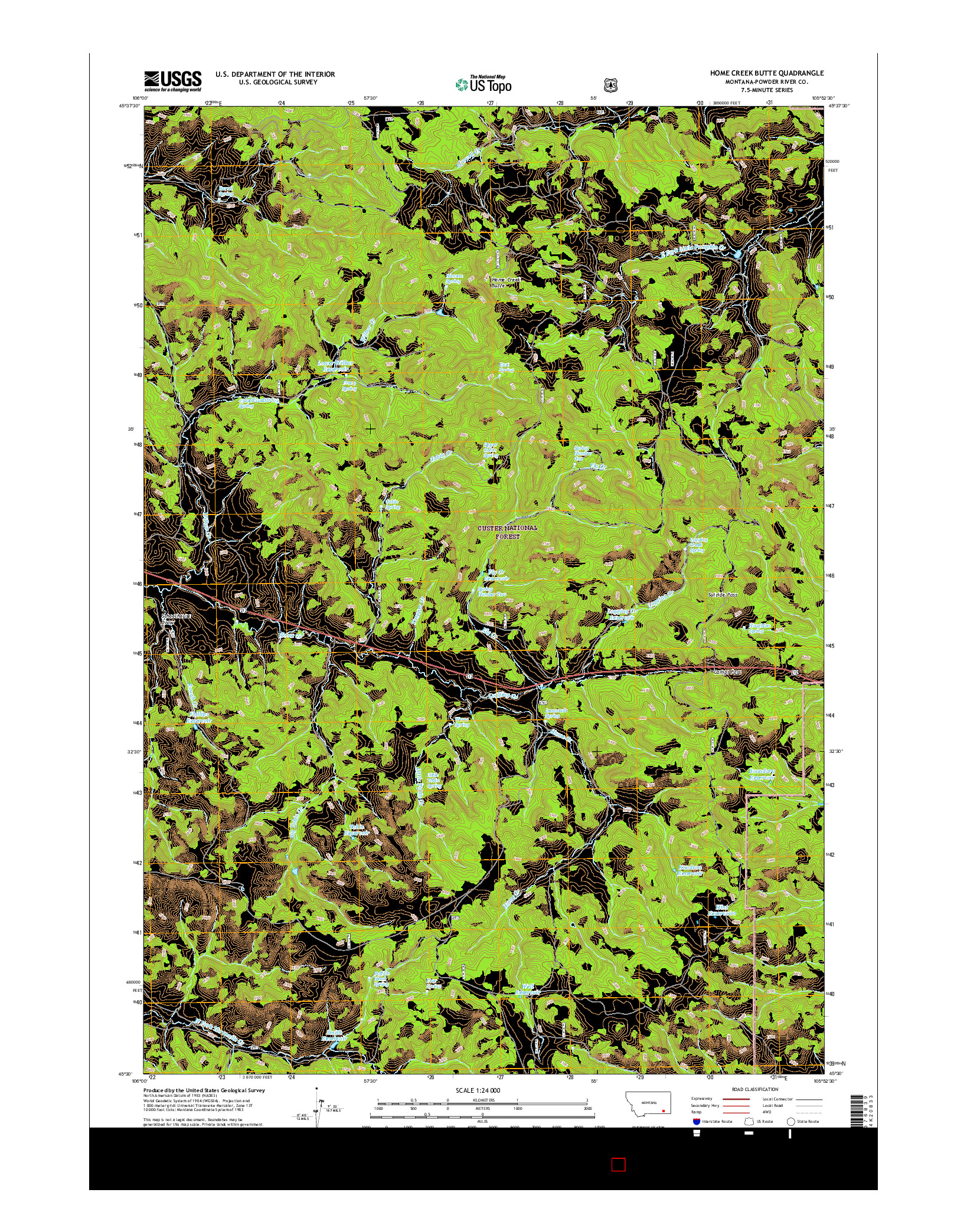 USGS US TOPO 7.5-MINUTE MAP FOR HOME CREEK BUTTE, MT 2017
