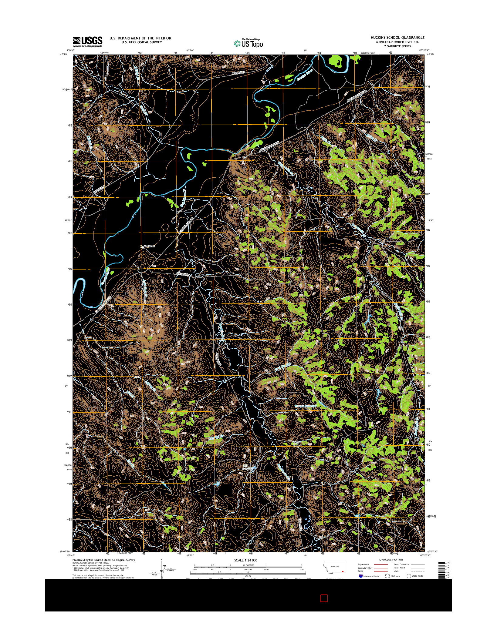 USGS US TOPO 7.5-MINUTE MAP FOR HUCKINS SCHOOL, MT 2017