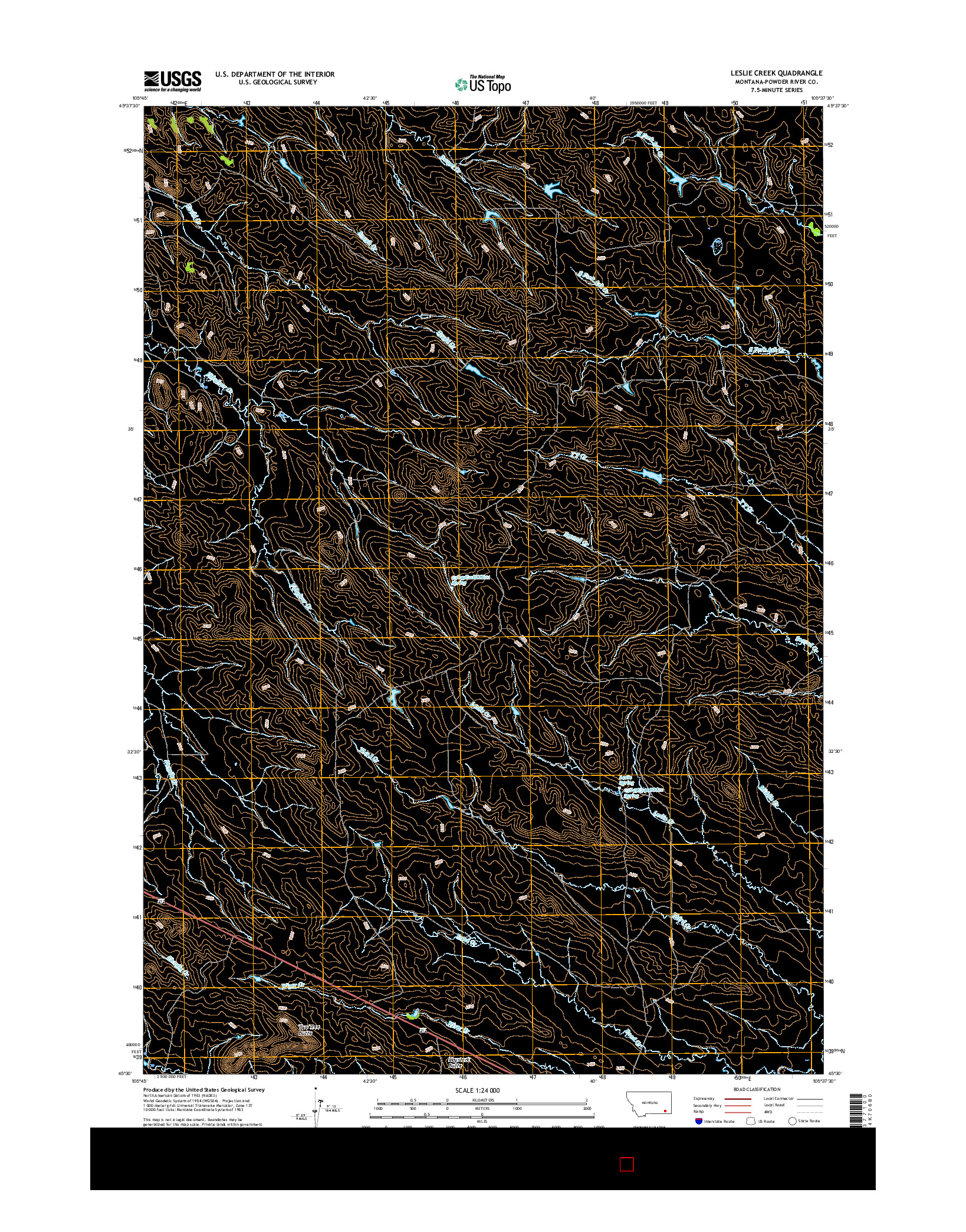 USGS US TOPO 7.5-MINUTE MAP FOR LESLIE CREEK, MT 2017