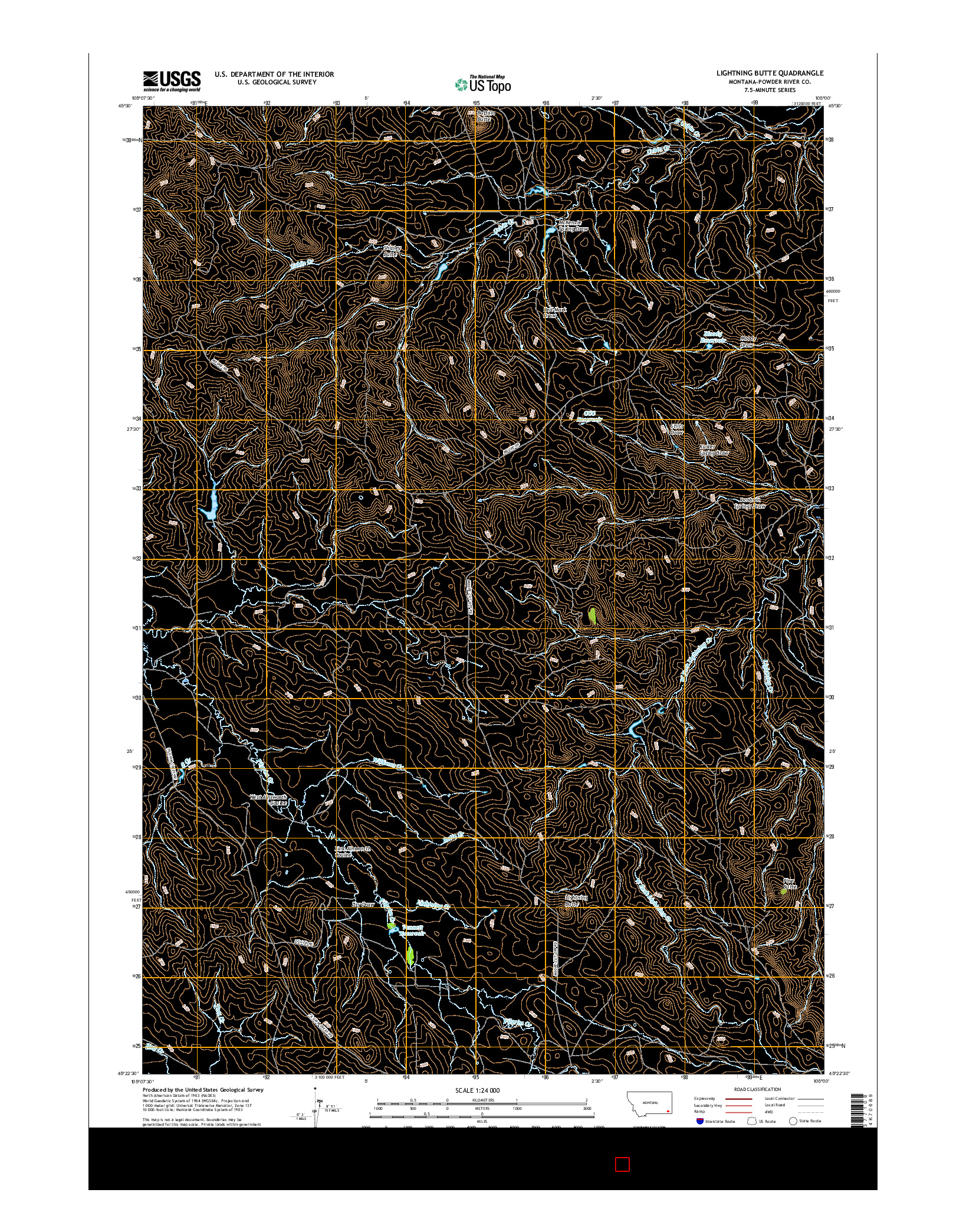 USGS US TOPO 7.5-MINUTE MAP FOR LIGHTNING BUTTE, MT 2017