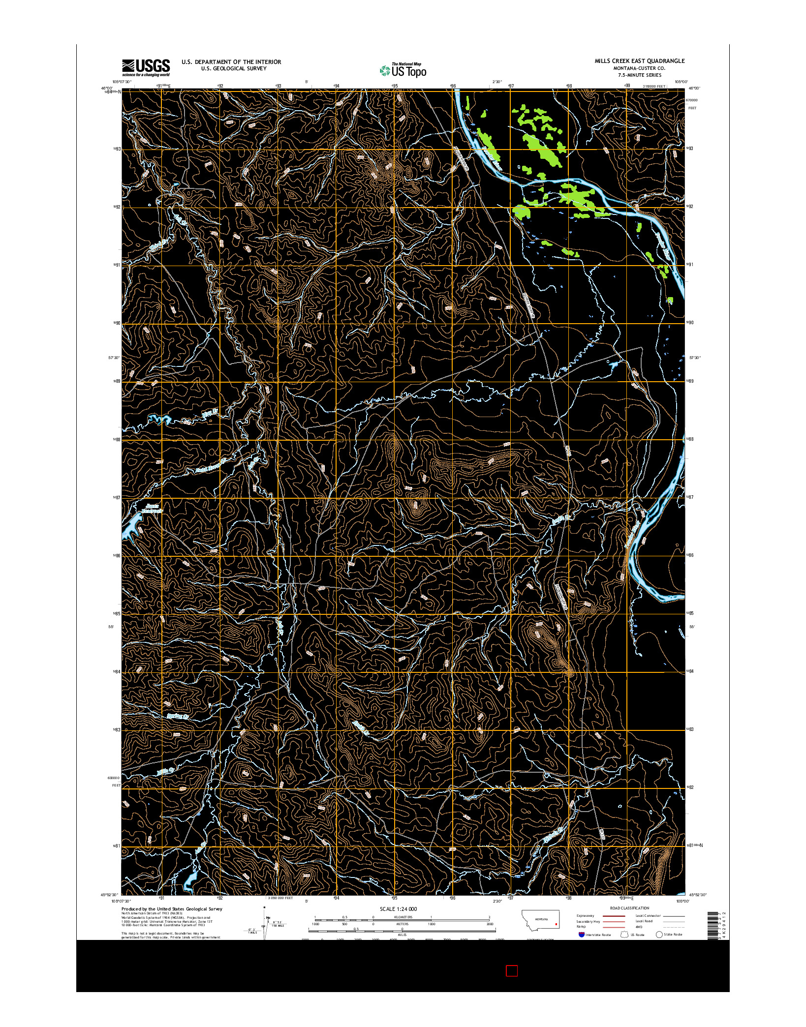 USGS US TOPO 7.5-MINUTE MAP FOR MILLS CREEK EAST, MT 2017