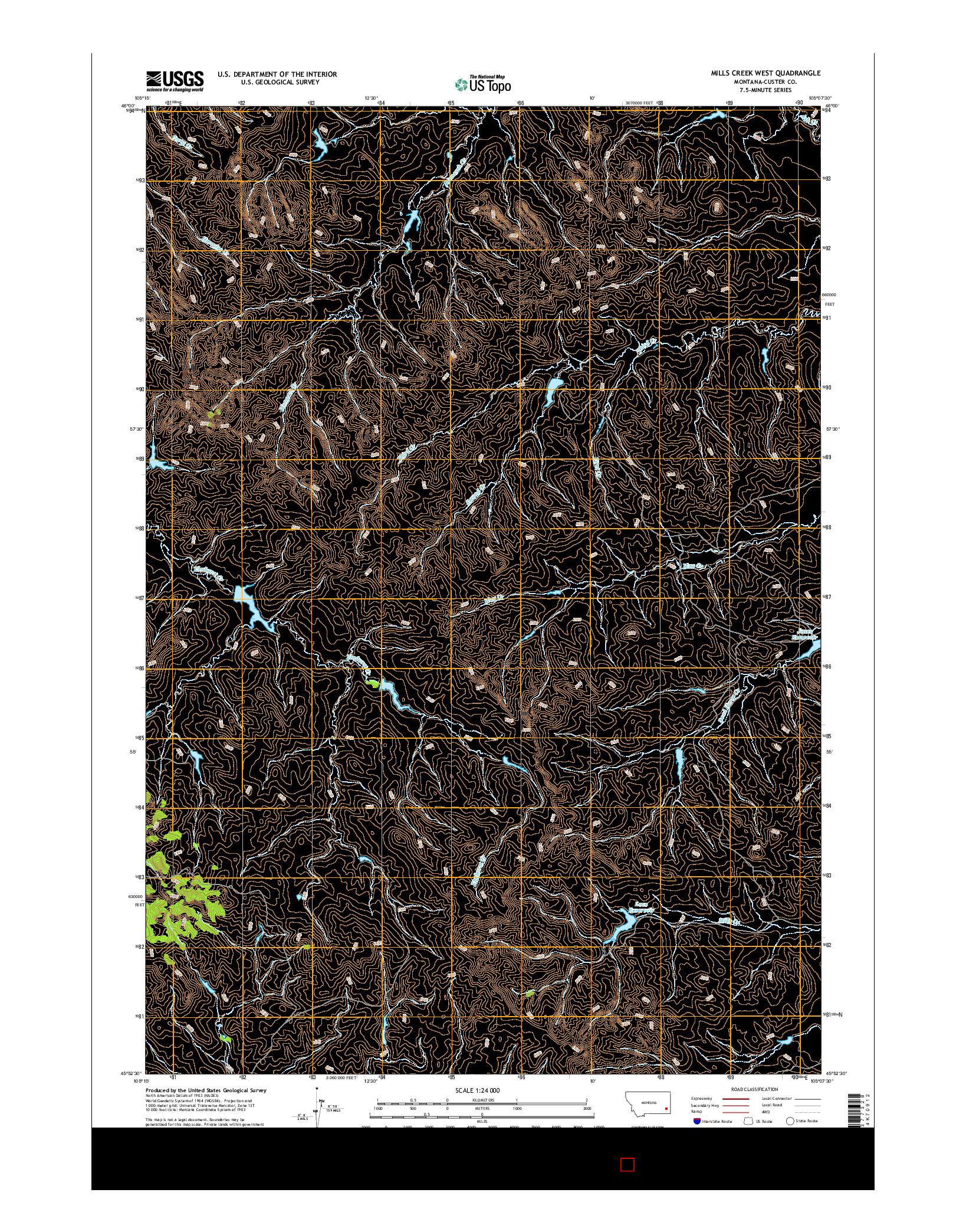 USGS US TOPO 7.5-MINUTE MAP FOR MILLS CREEK WEST, MT 2017