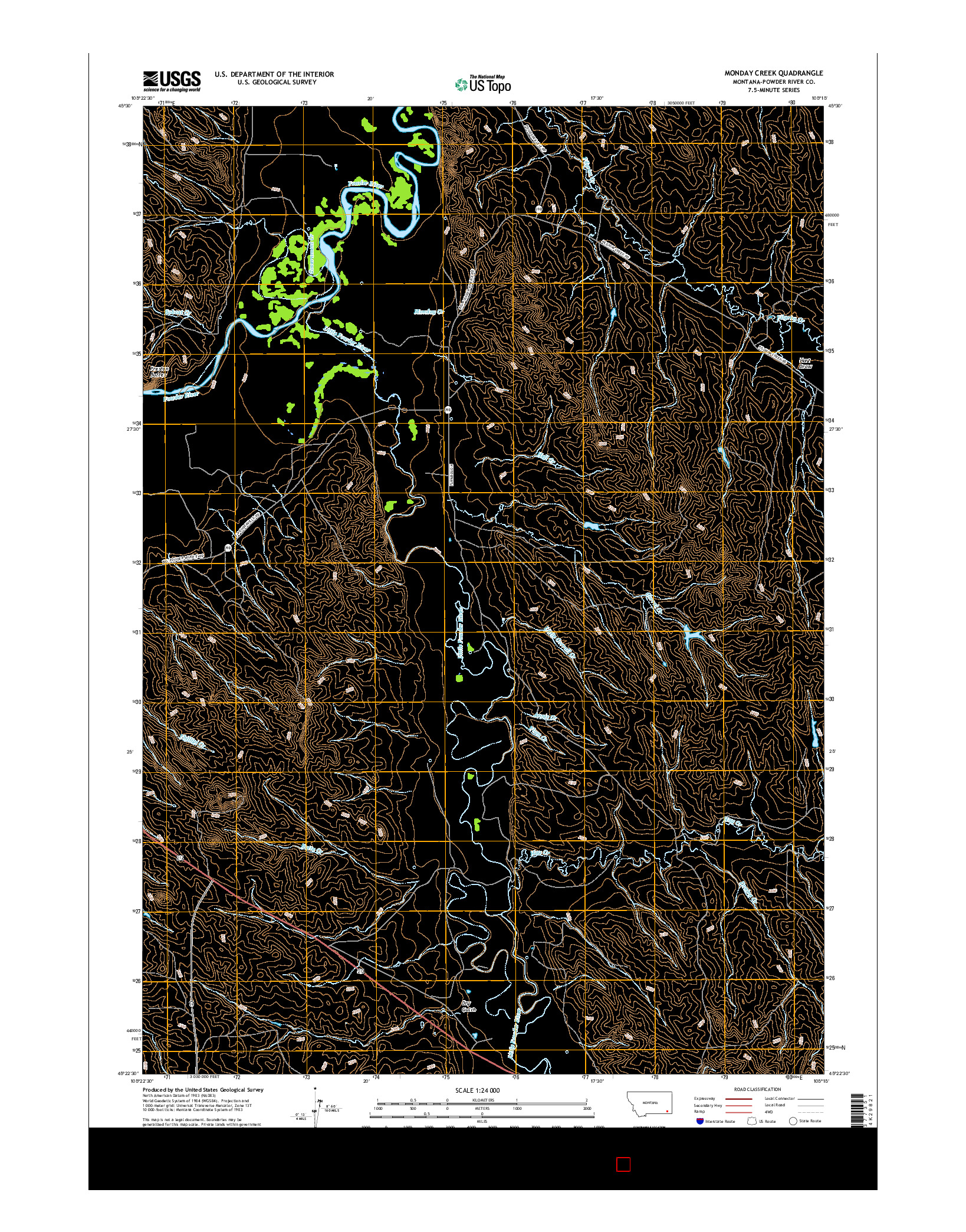 USGS US TOPO 7.5-MINUTE MAP FOR MONDAY CREEK, MT 2017