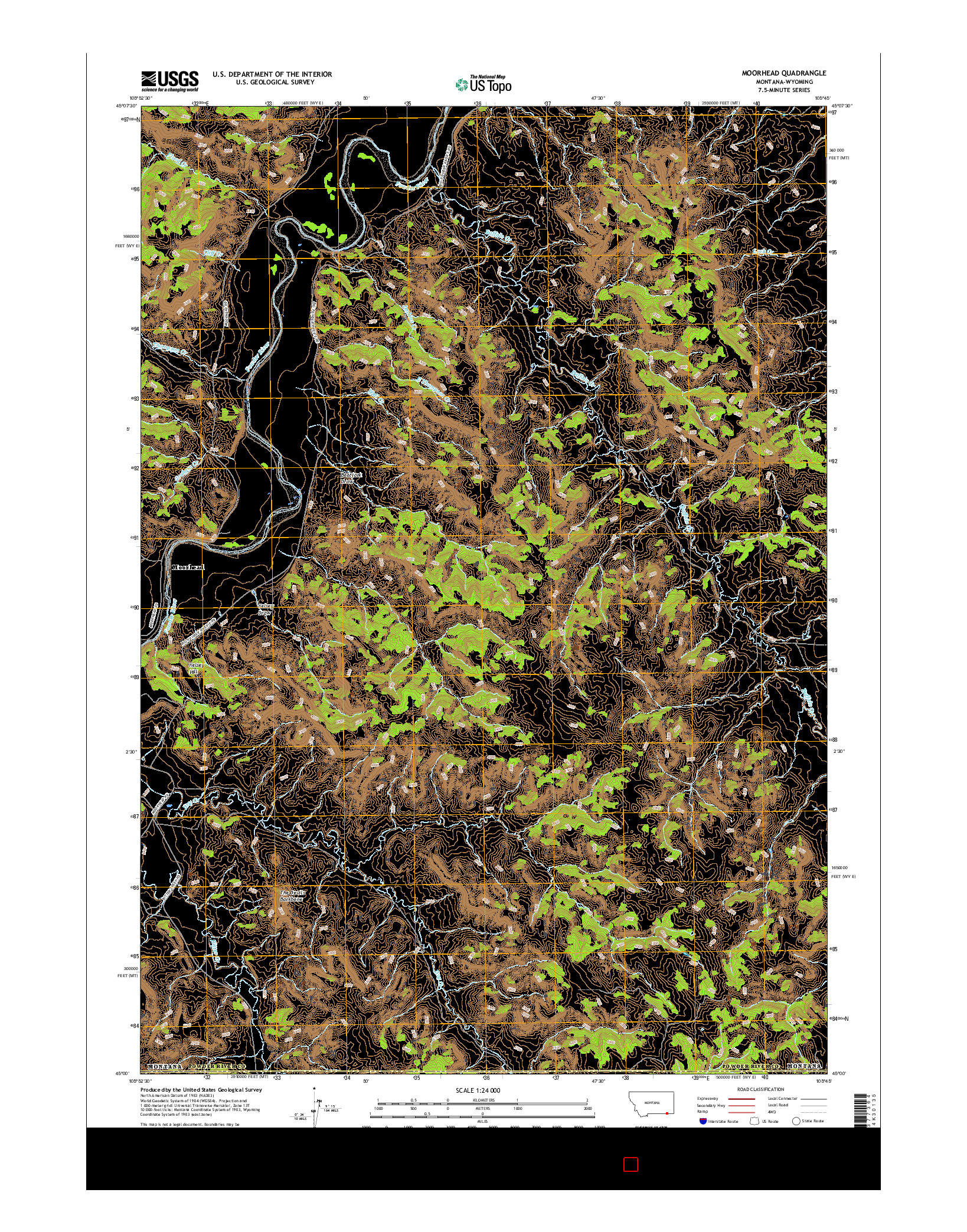 USGS US TOPO 7.5-MINUTE MAP FOR MOORHEAD, MT-WY 2017
