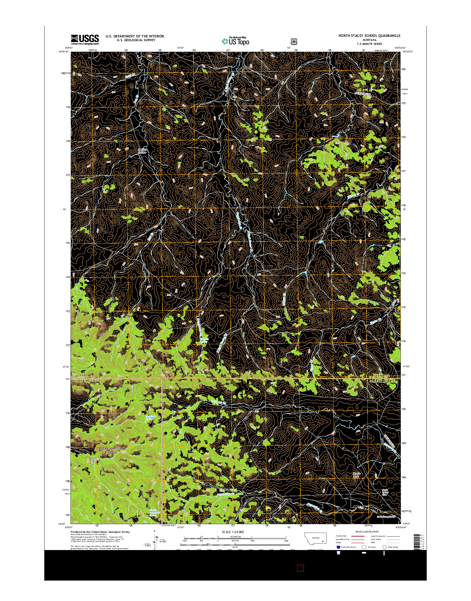 USGS US TOPO 7.5-MINUTE MAP FOR NORTH STACEY SCHOOL, MT 2017