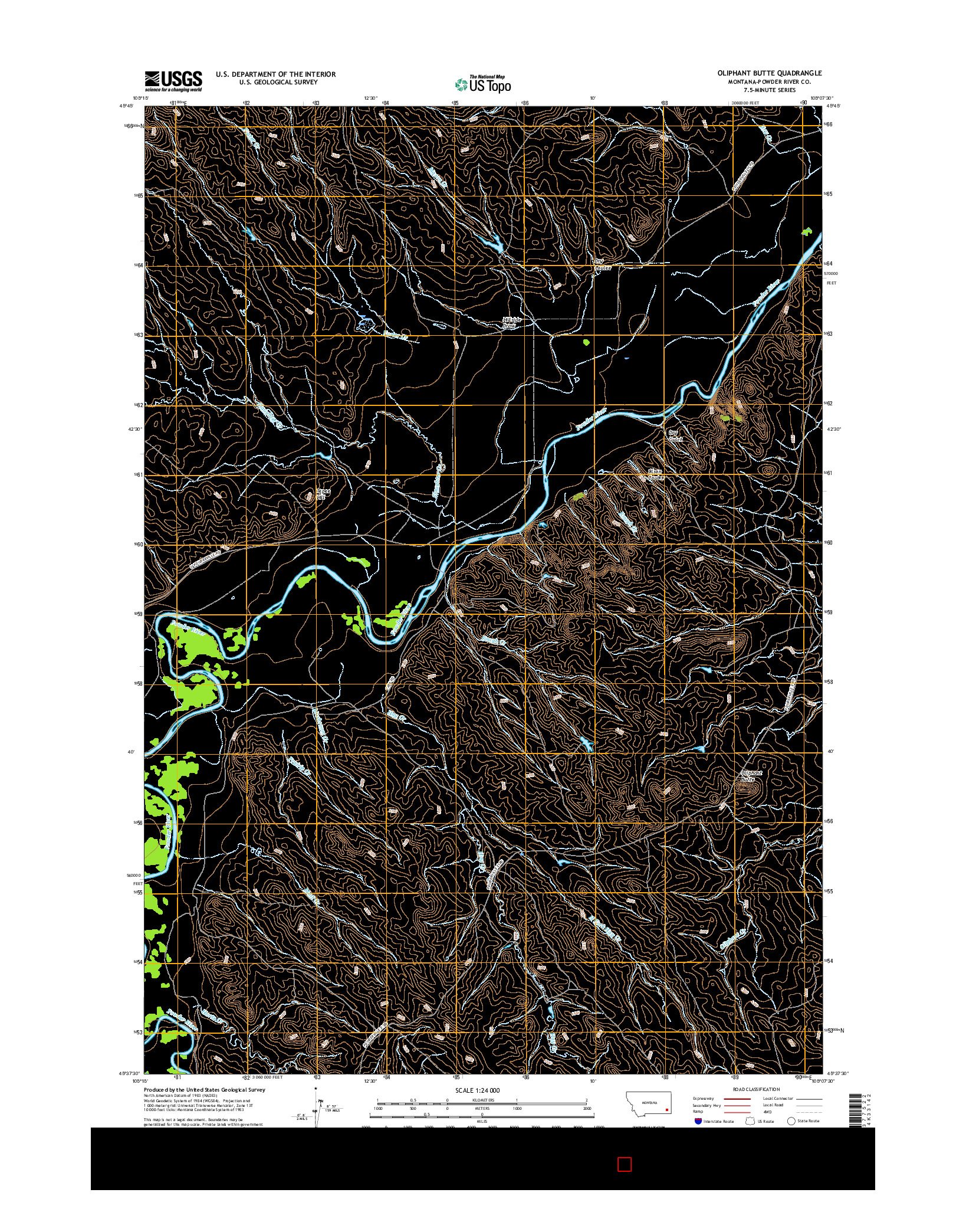 USGS US TOPO 7.5-MINUTE MAP FOR OLIPHANT BUTTE, MT 2017