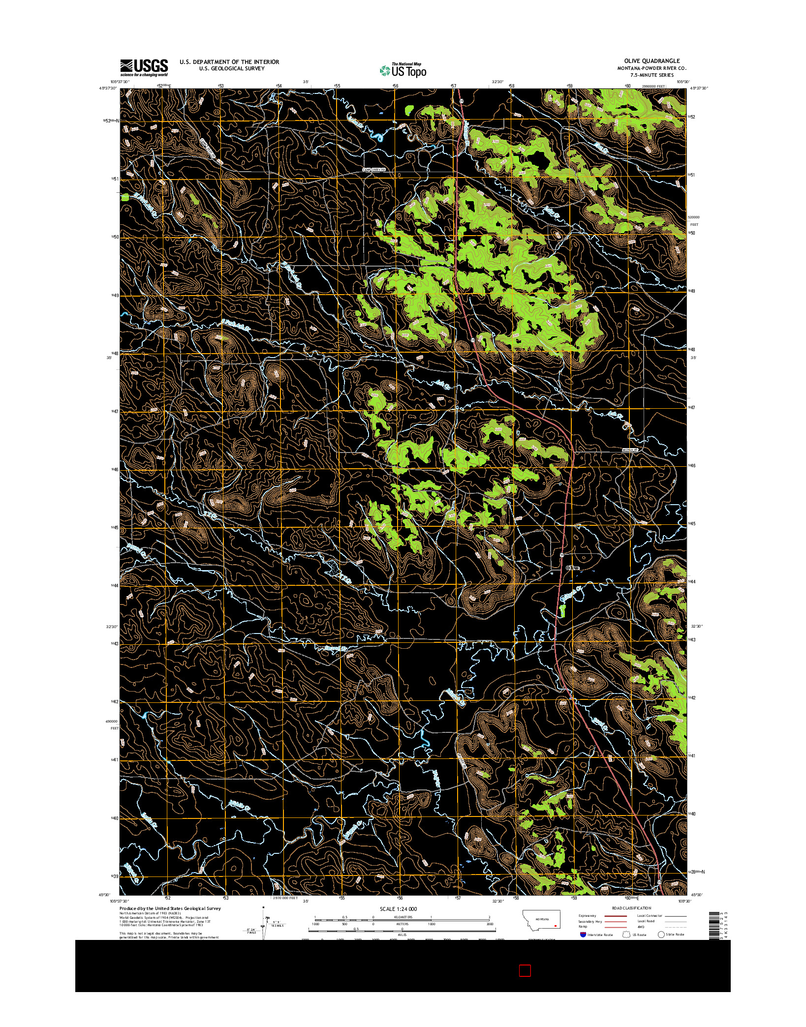 USGS US TOPO 7.5-MINUTE MAP FOR OLIVE, MT 2017