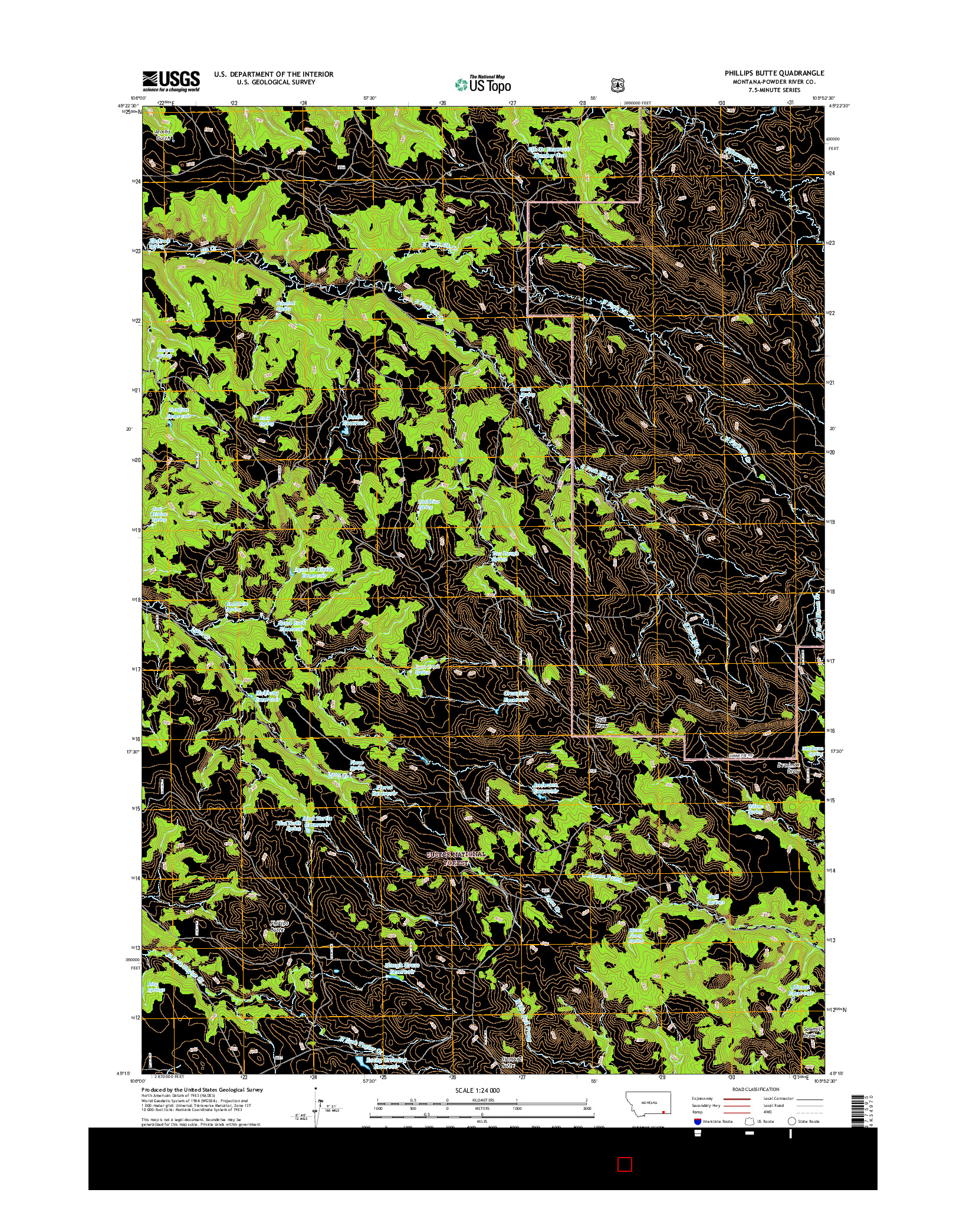 USGS US TOPO 7.5-MINUTE MAP FOR PHILLIPS BUTTE, MT 2017