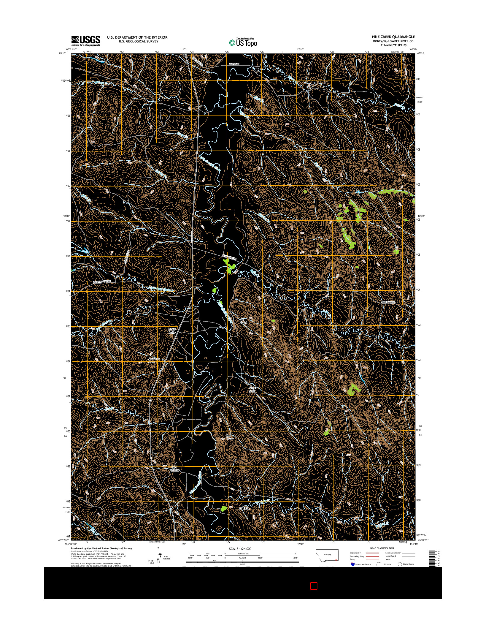 USGS US TOPO 7.5-MINUTE MAP FOR PINE CREEK, MT 2017