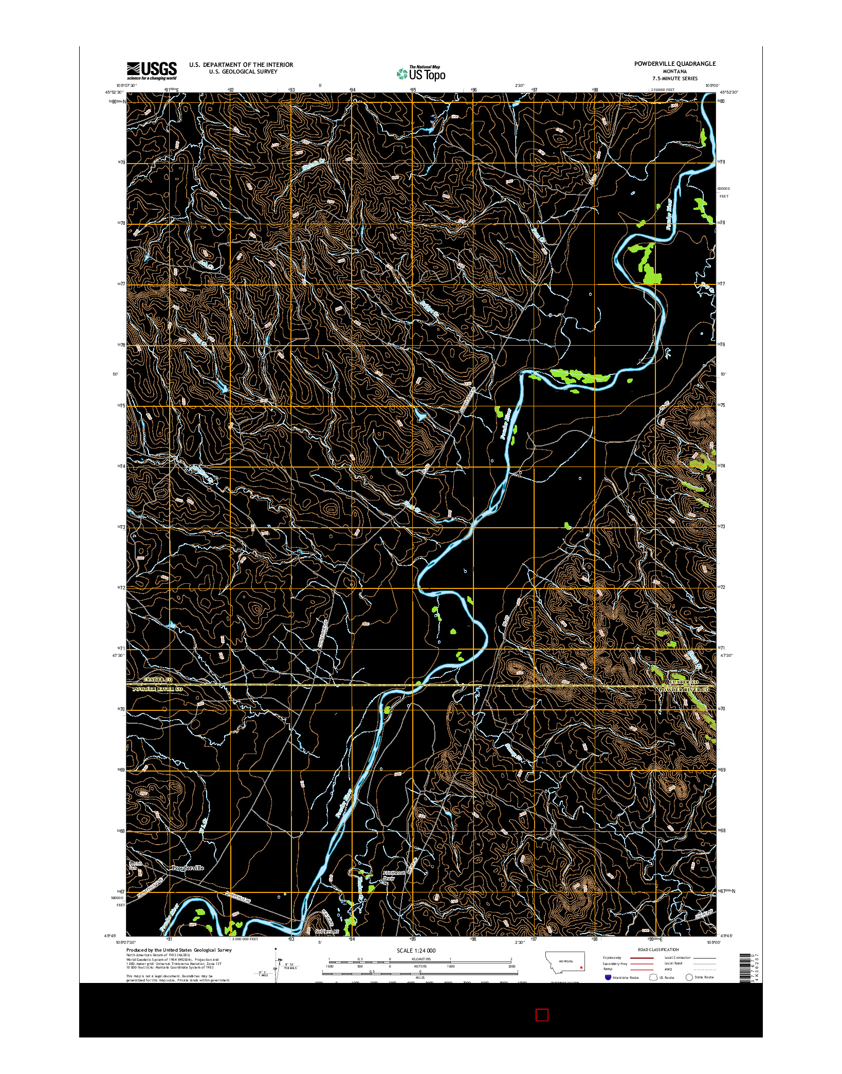 USGS US TOPO 7.5-MINUTE MAP FOR POWDERVILLE, MT 2017
