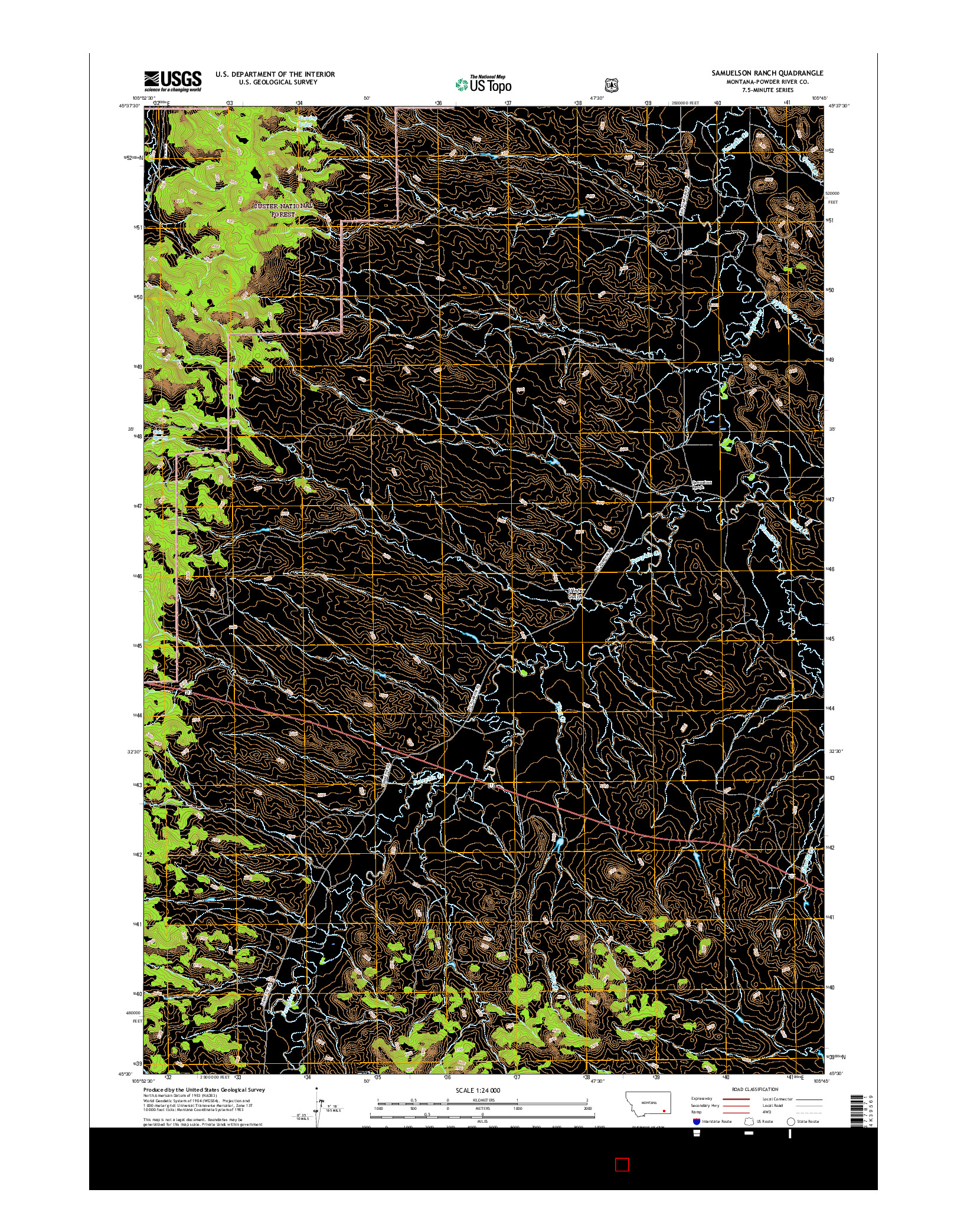 USGS US TOPO 7.5-MINUTE MAP FOR SAMUELSON RANCH, MT 2017