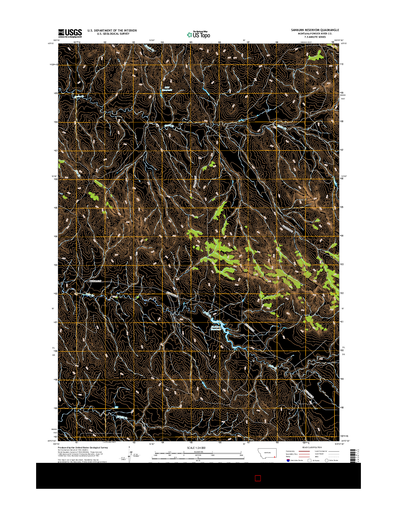 USGS US TOPO 7.5-MINUTE MAP FOR SANBURN RESERVOIR, MT 2017