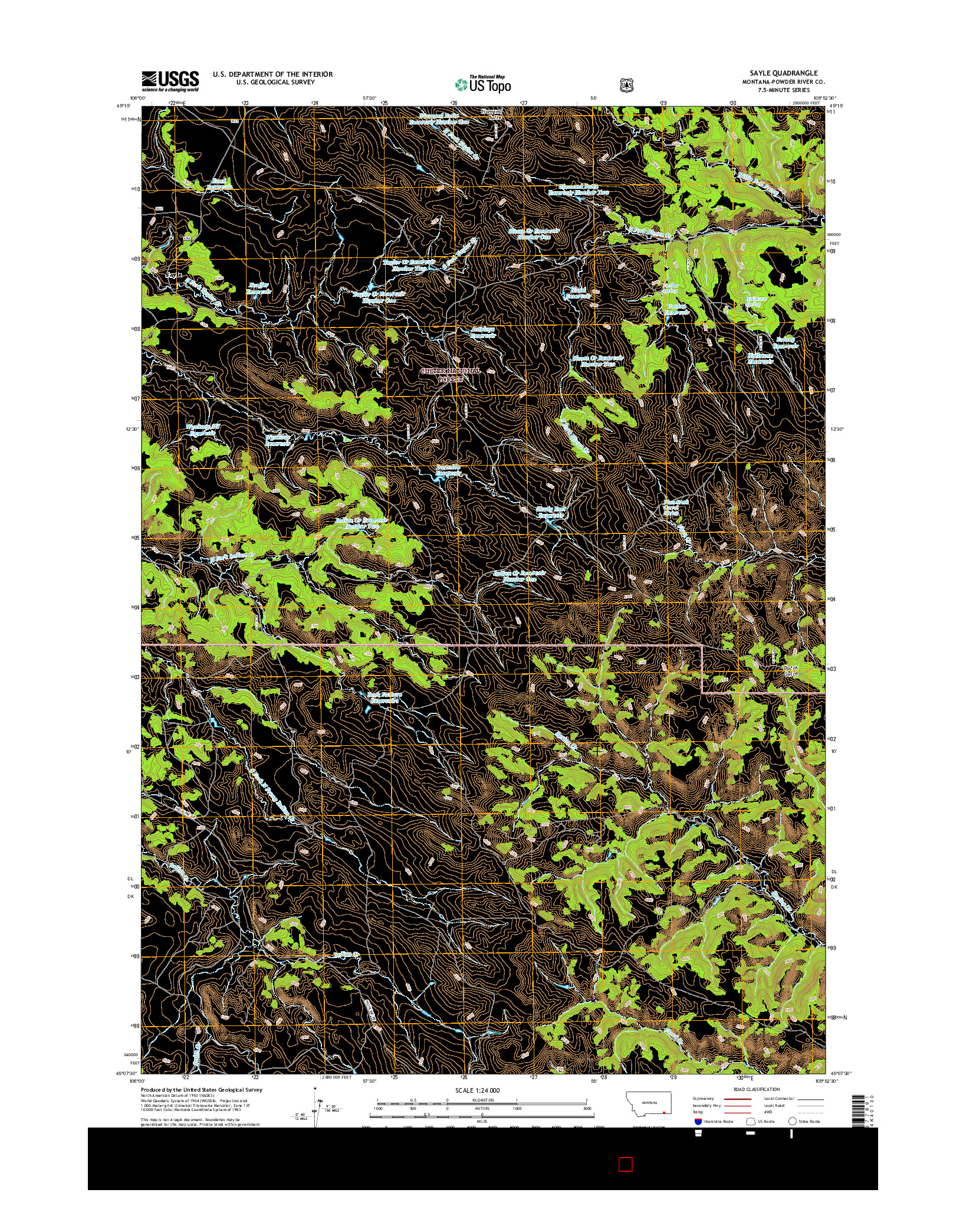 USGS US TOPO 7.5-MINUTE MAP FOR SAYLE, MT 2017