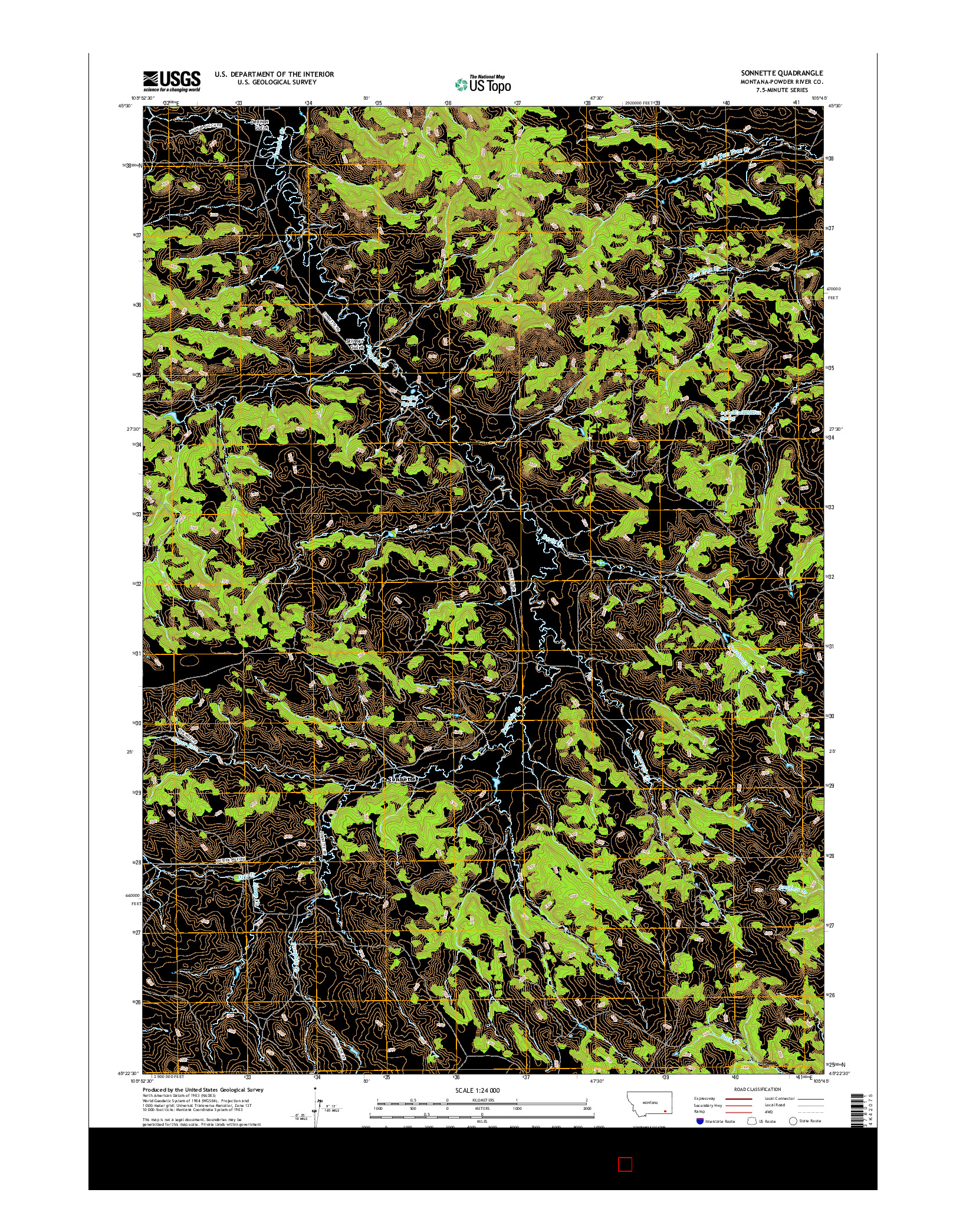 USGS US TOPO 7.5-MINUTE MAP FOR SONNETTE, MT 2017