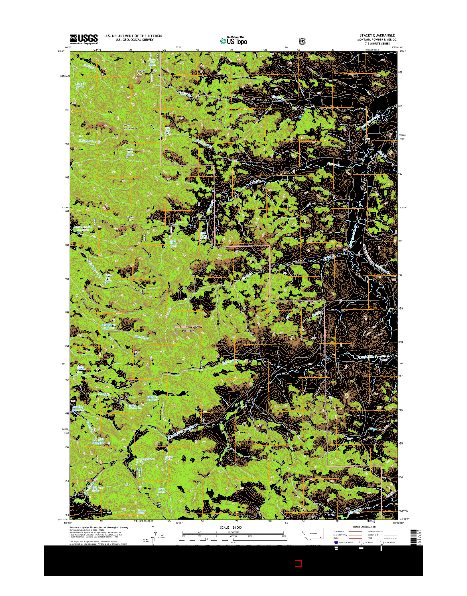 USGS US TOPO 7.5-MINUTE MAP FOR STACEY, MT 2017