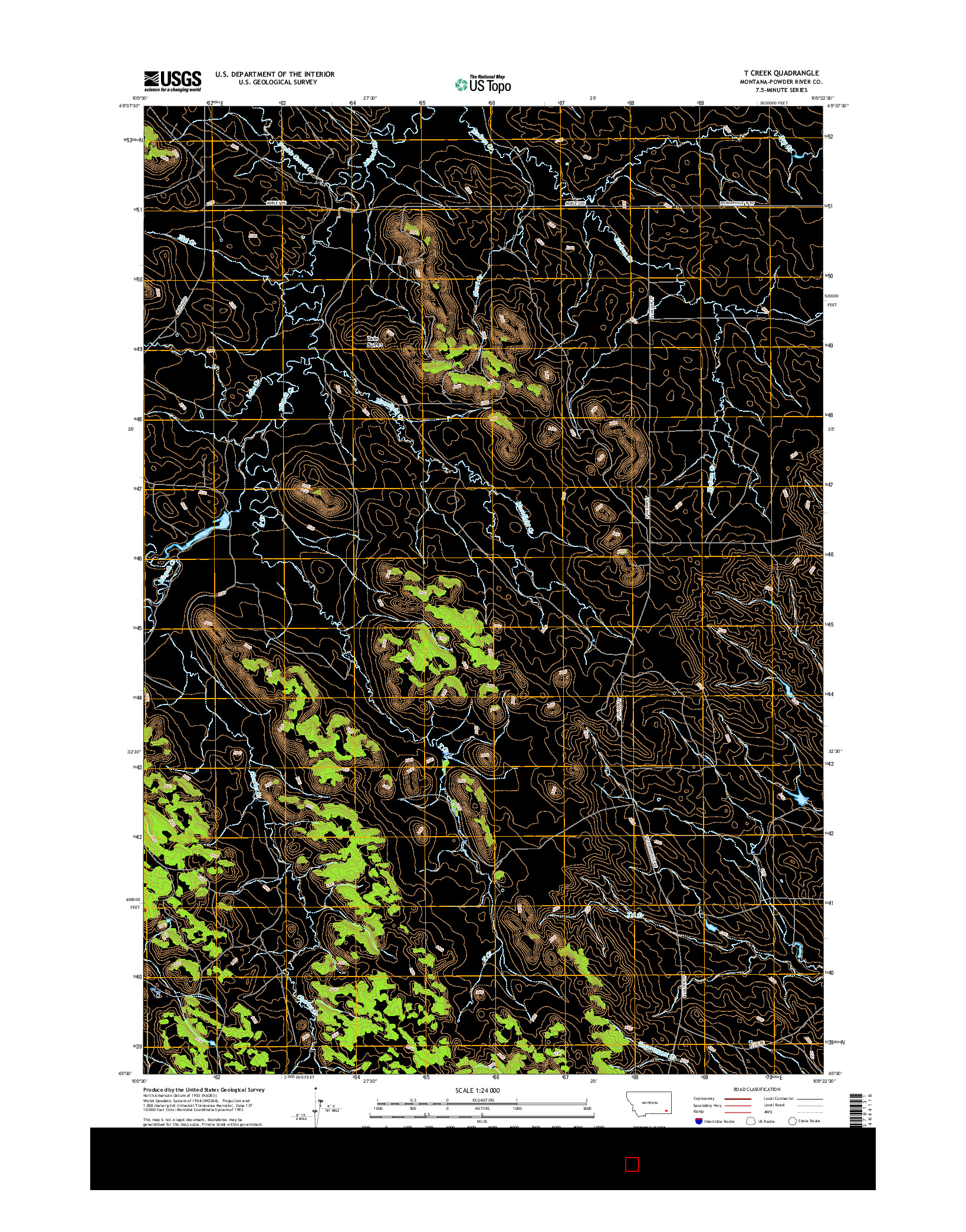 USGS US TOPO 7.5-MINUTE MAP FOR T CREEK, MT 2017