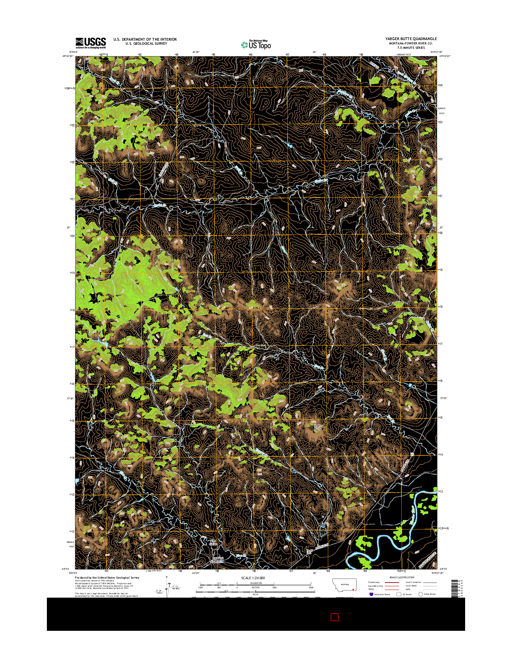 USGS US TOPO 7.5-MINUTE MAP FOR YARGER BUTTE, MT 2017