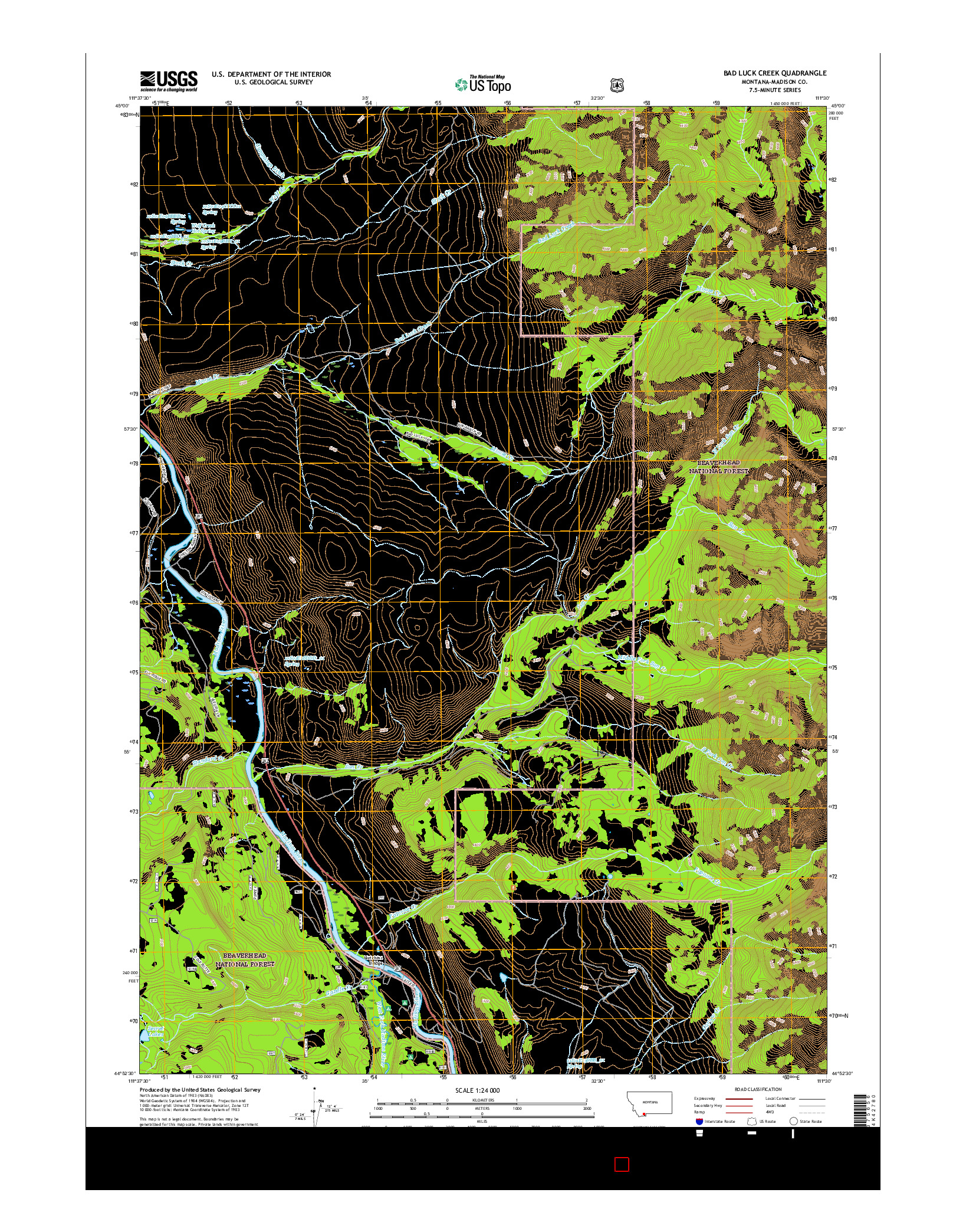 USGS US TOPO 7.5-MINUTE MAP FOR BAD LUCK CREEK, MT 2017