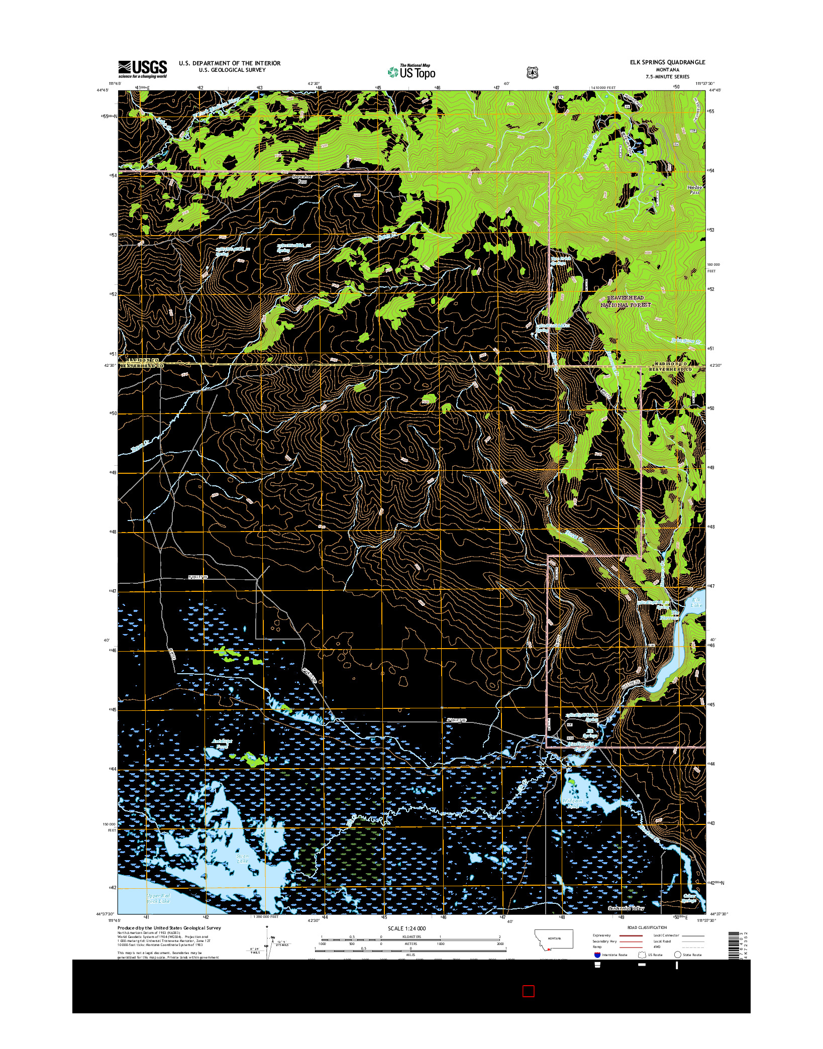 USGS US TOPO 7.5-MINUTE MAP FOR ELK SPRINGS, MT 2017