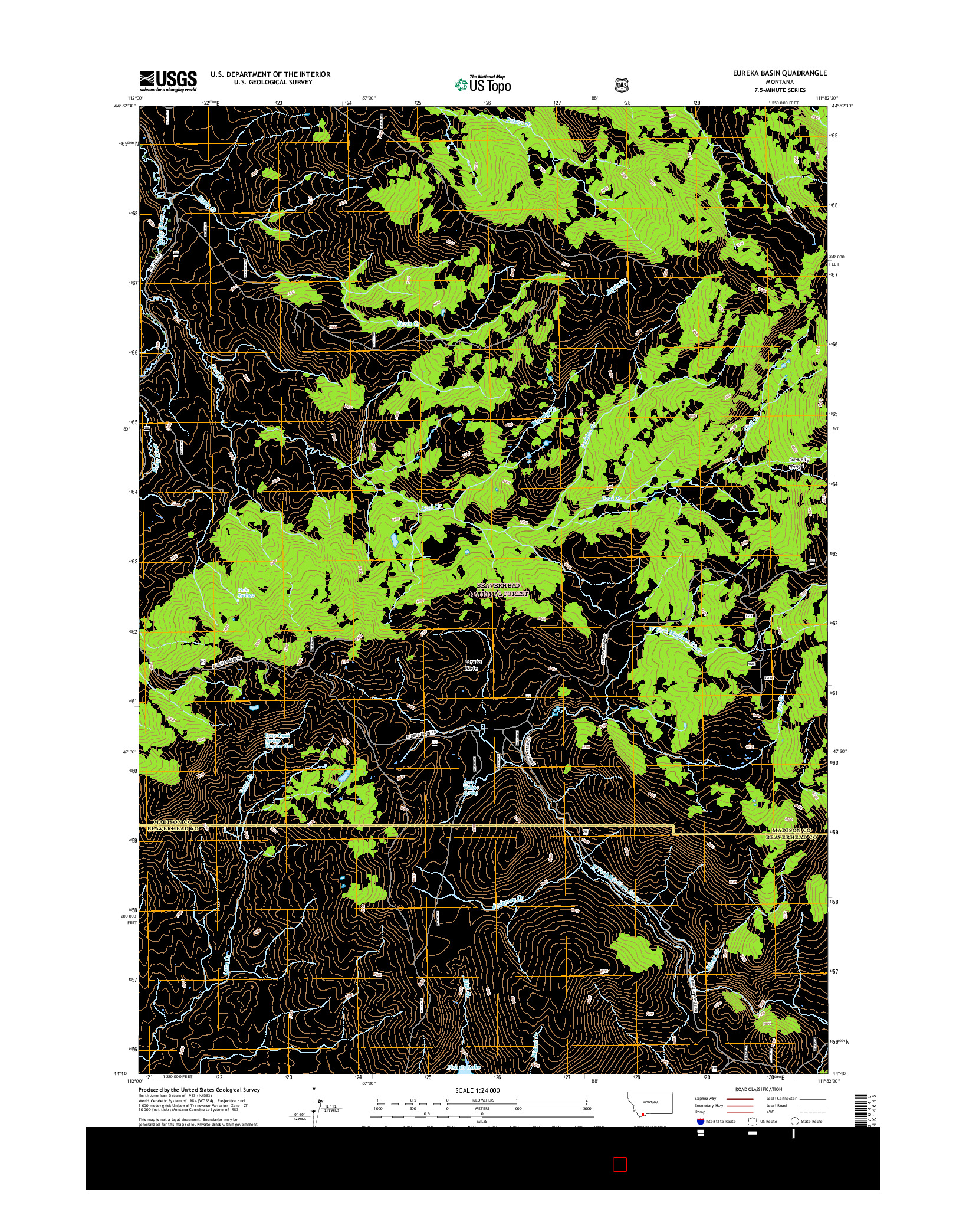 USGS US TOPO 7.5-MINUTE MAP FOR EUREKA BASIN, MT 2017