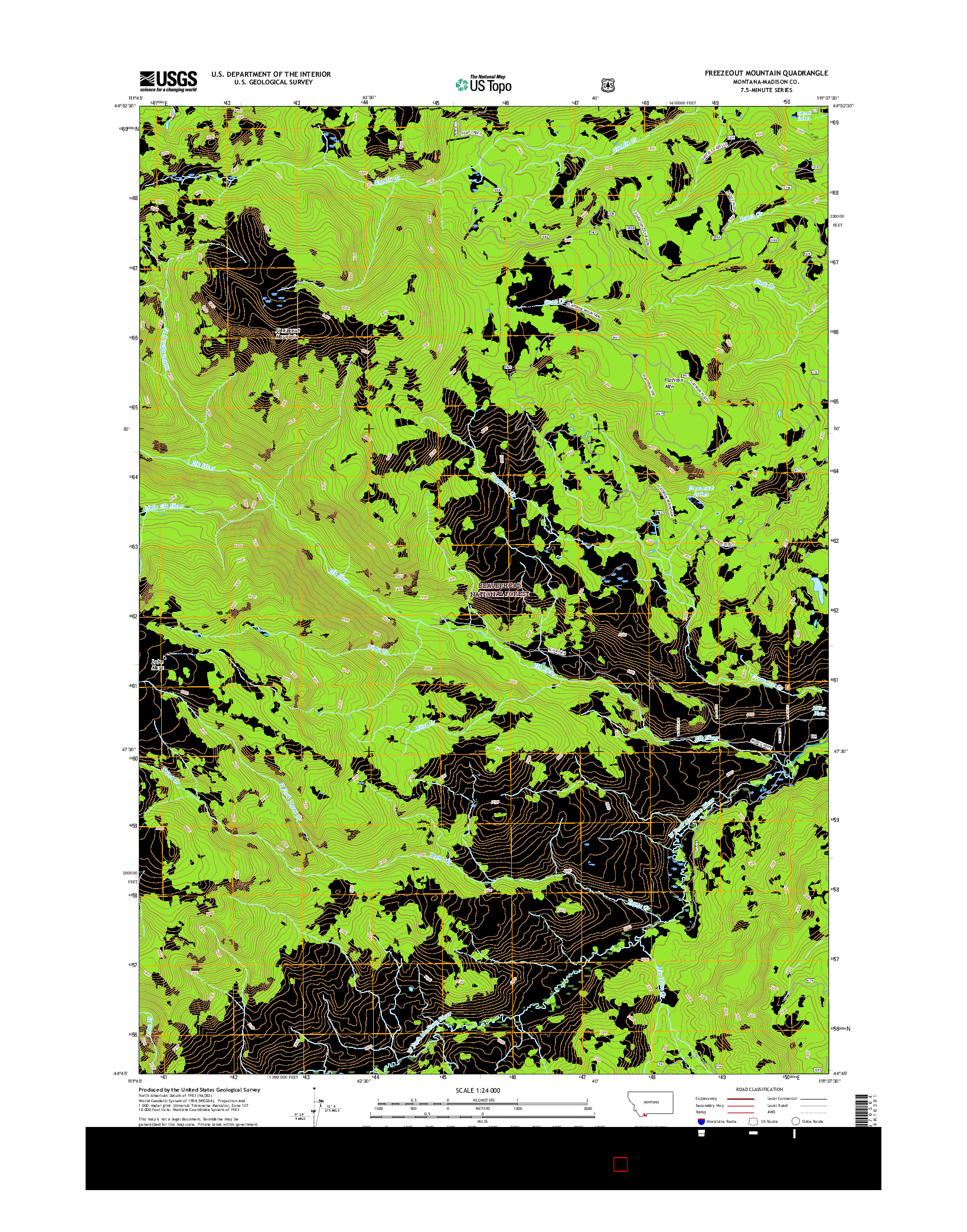 USGS US TOPO 7.5-MINUTE MAP FOR FREEZEOUT MOUNTAIN, MT 2017