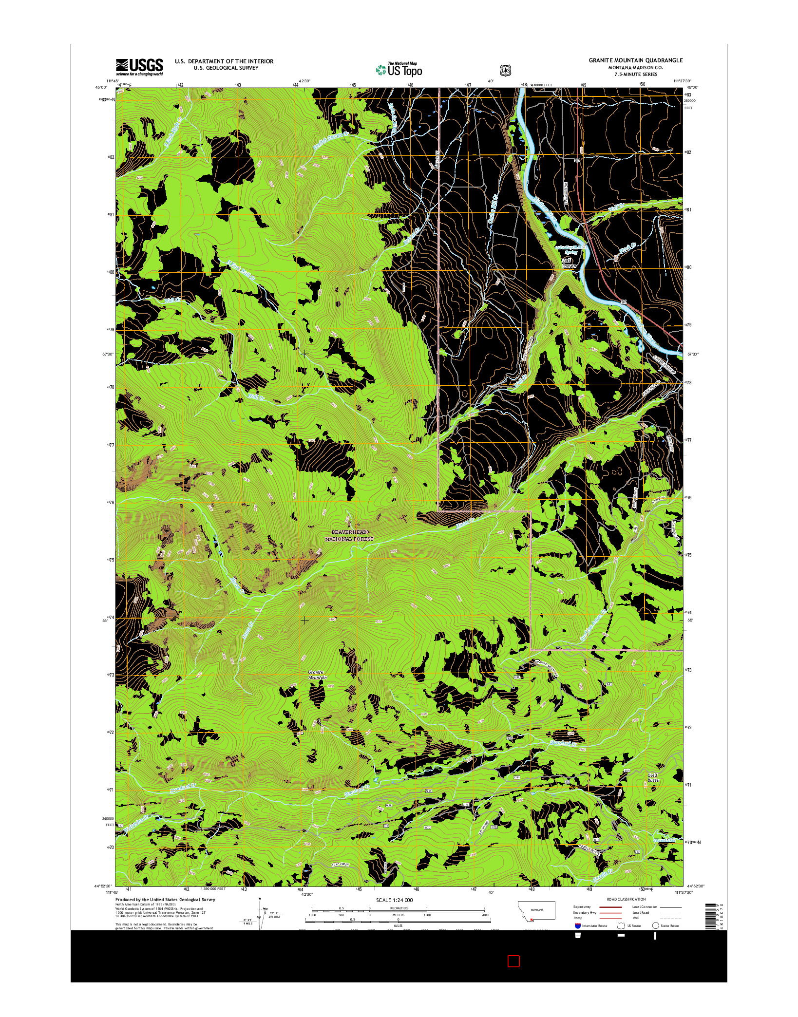 USGS US TOPO 7.5-MINUTE MAP FOR GRANITE MOUNTAIN, MT 2017