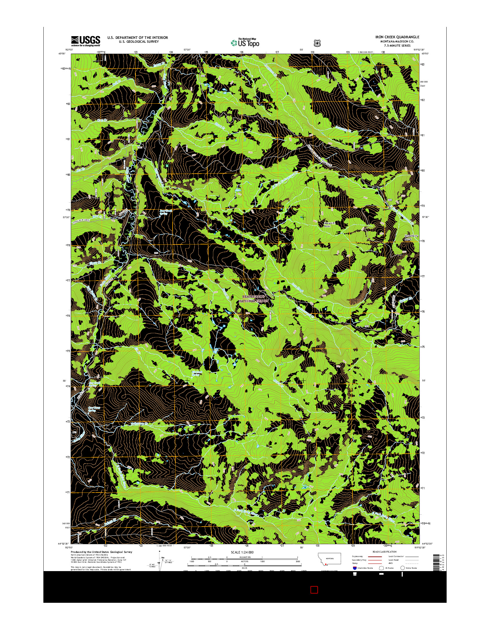 USGS US TOPO 7.5-MINUTE MAP FOR IRON CREEK, MT 2017