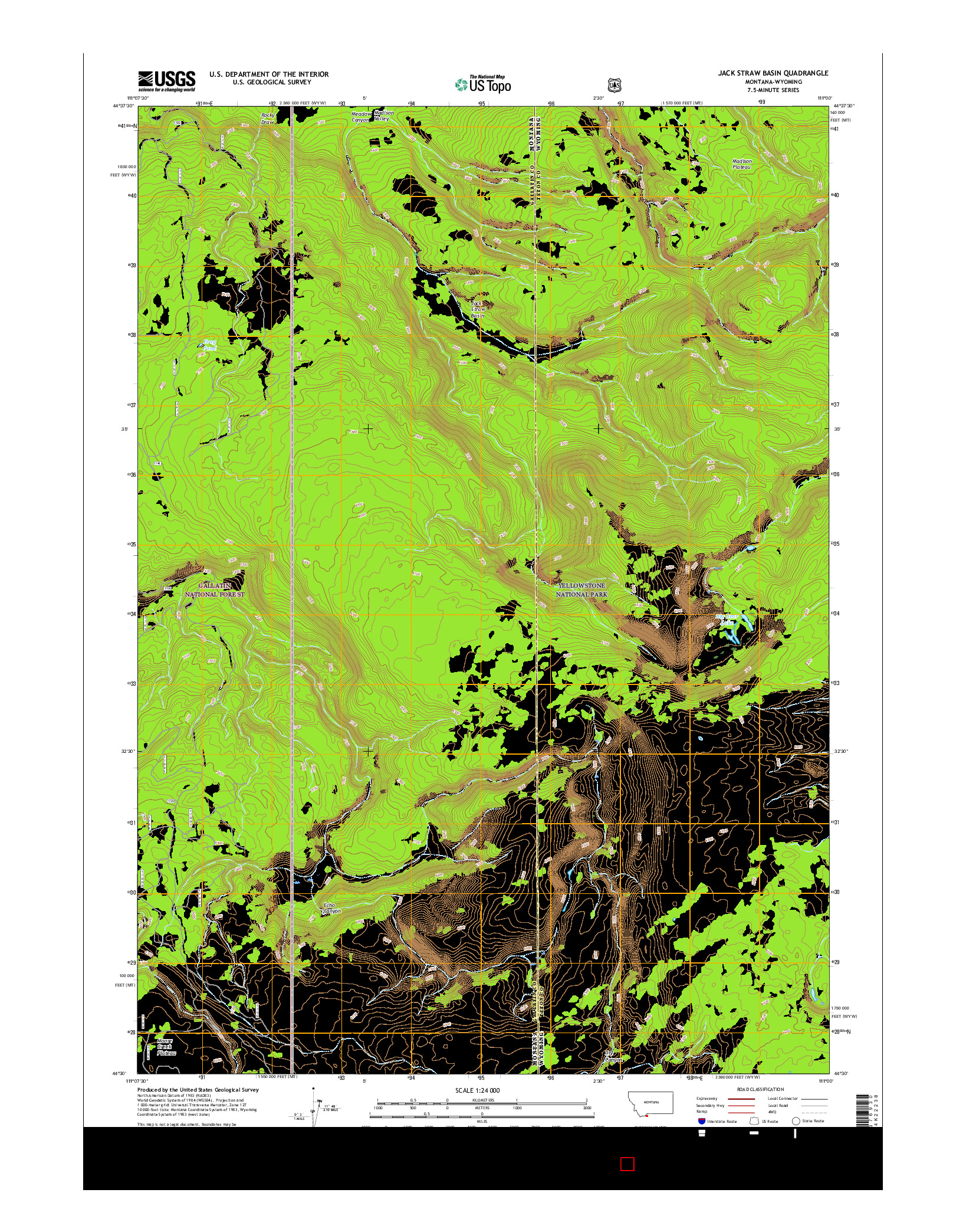 USGS US TOPO 7.5-MINUTE MAP FOR JACK STRAW BASIN, MT-WY 2017