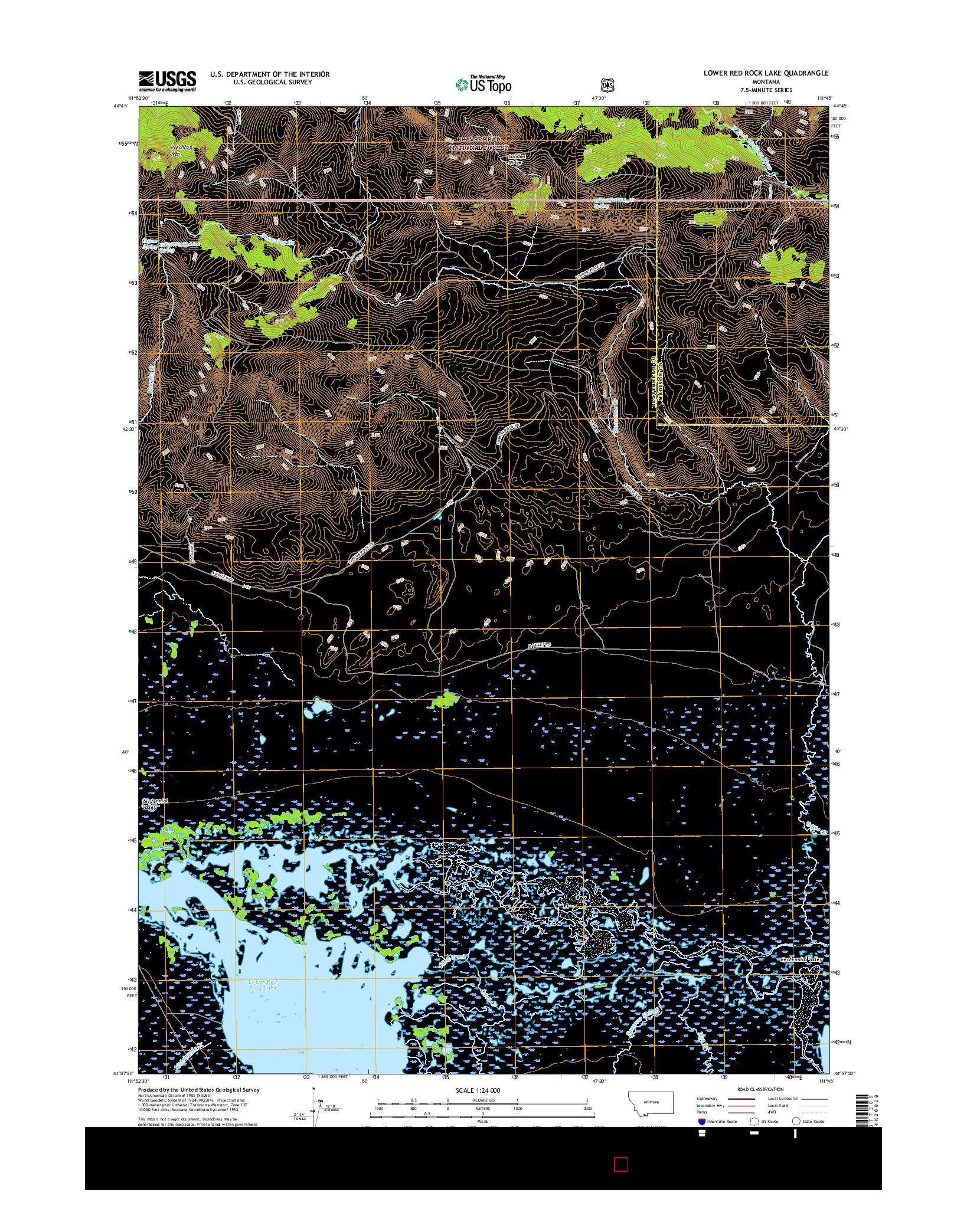 USGS US TOPO 7.5-MINUTE MAP FOR LOWER RED ROCK LAKE, MT 2017