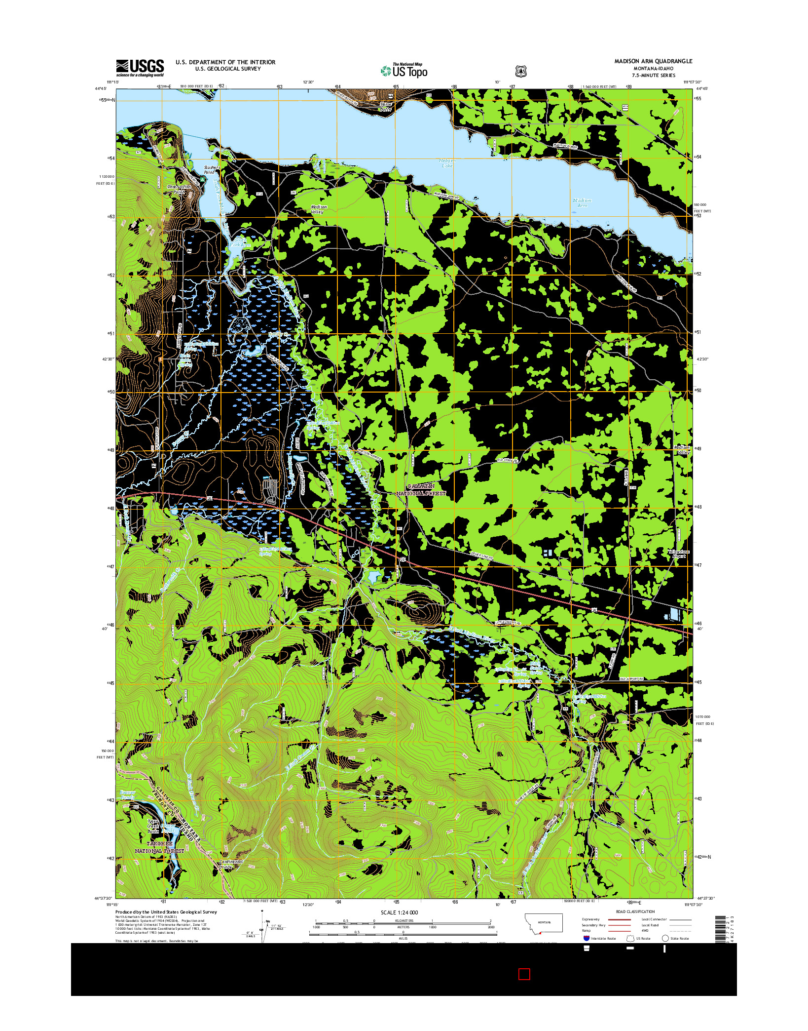 USGS US TOPO 7.5-MINUTE MAP FOR MADISON ARM, MT-ID 2017