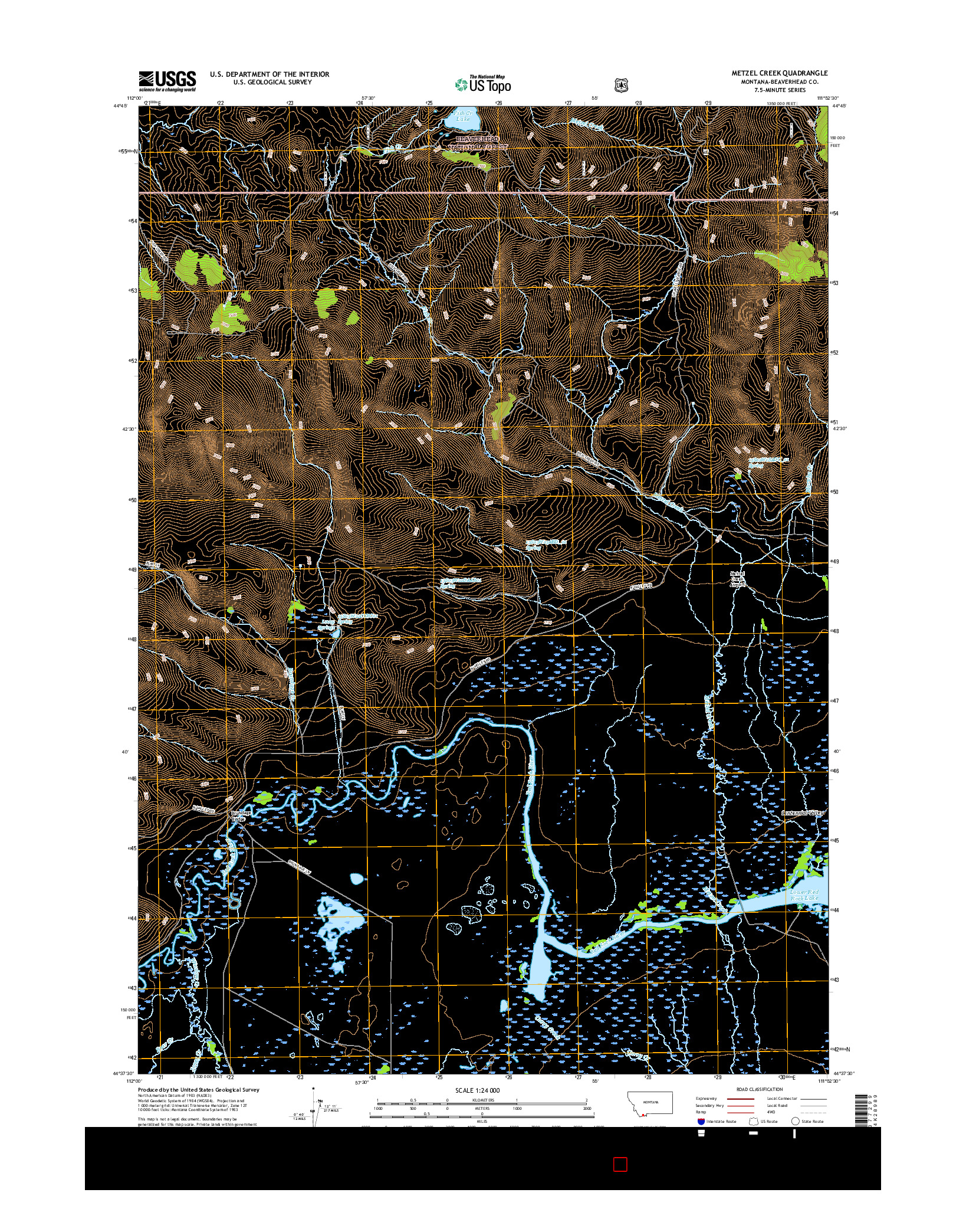USGS US TOPO 7.5-MINUTE MAP FOR METZEL CREEK, MT 2017