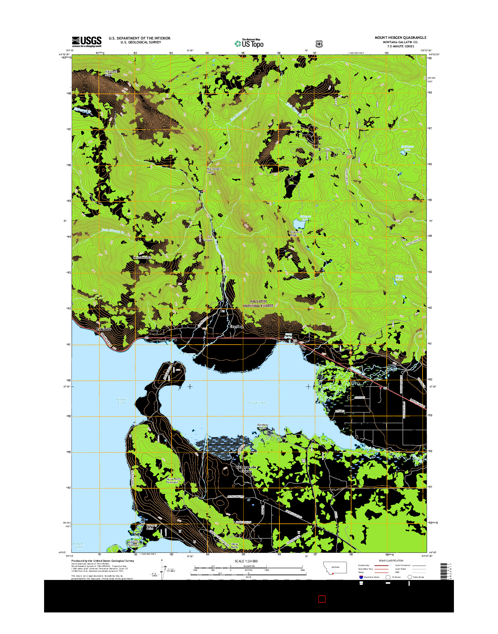 USGS US TOPO 7.5-MINUTE MAP FOR MOUNT HEBGEN, MT 2017