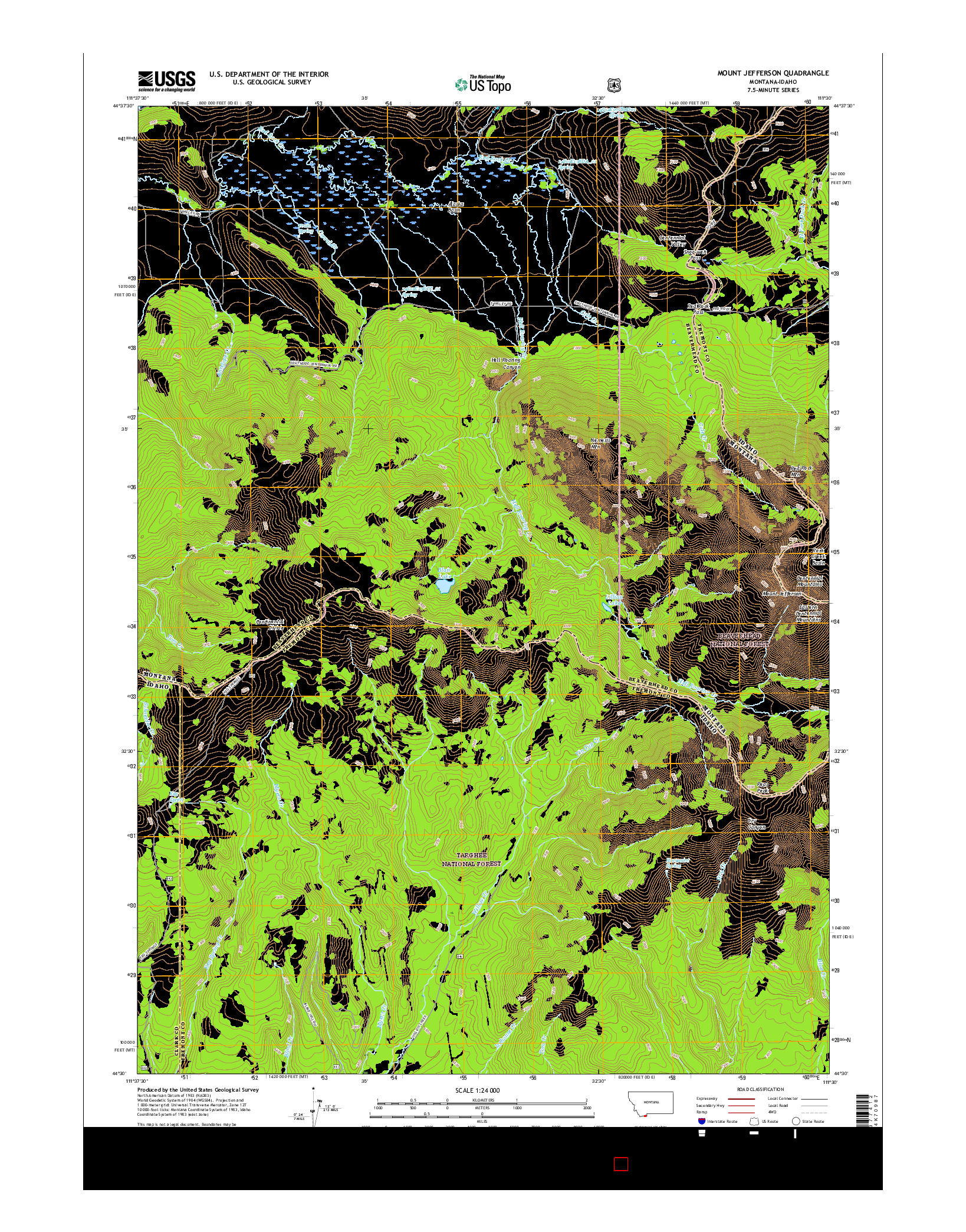 USGS US TOPO 7.5-MINUTE MAP FOR MOUNT JEFFERSON, MT-ID 2017