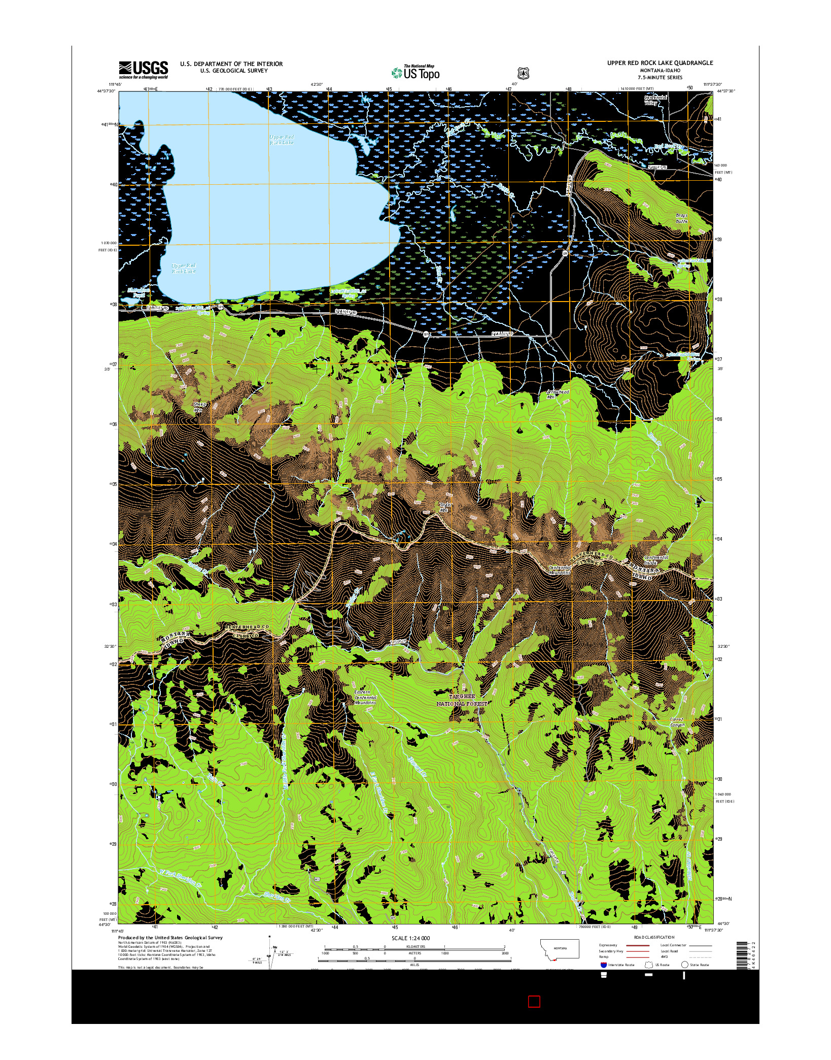 USGS US TOPO 7.5-MINUTE MAP FOR UPPER RED ROCK LAKE, MT-ID 2017