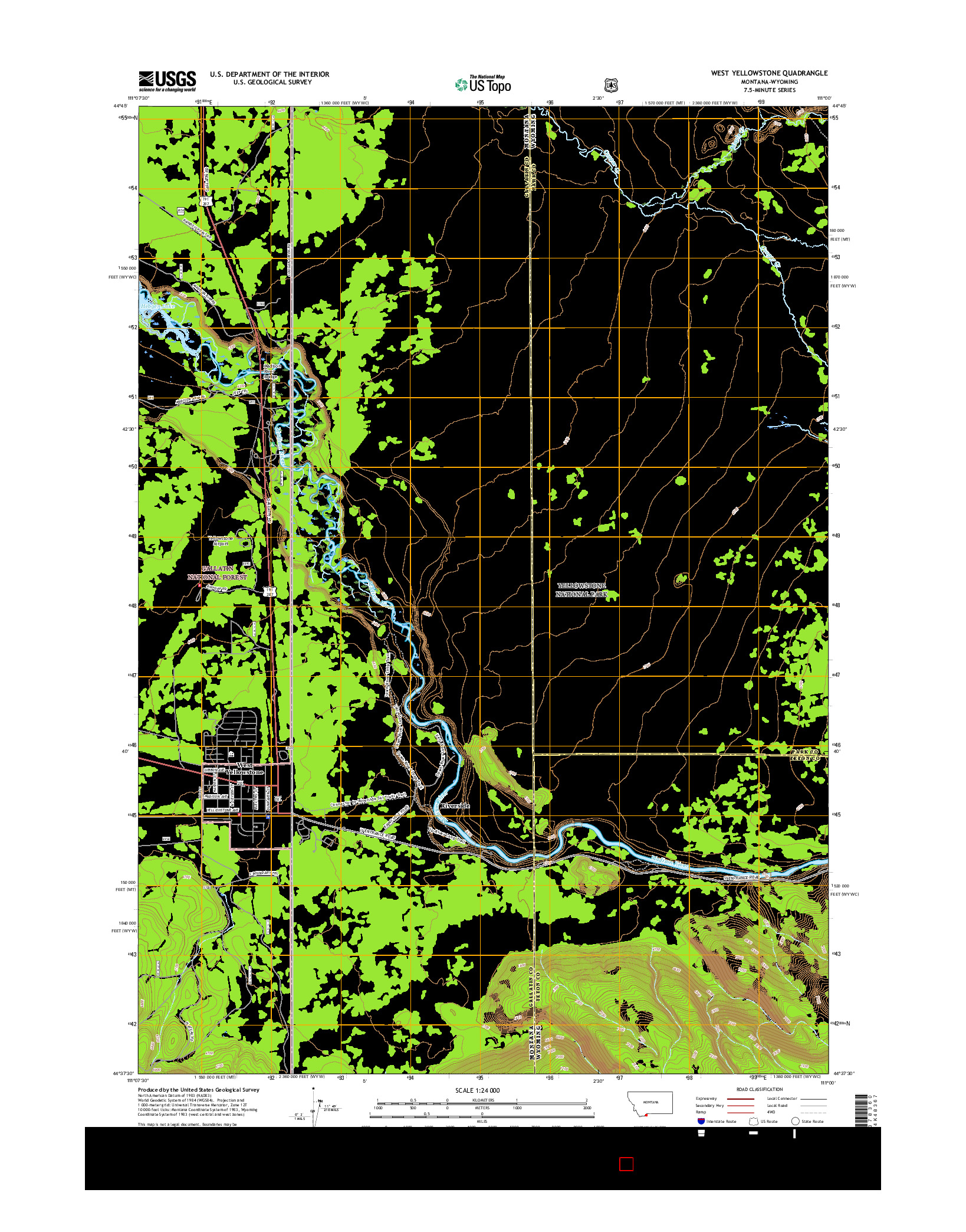 USGS US TOPO 7.5-MINUTE MAP FOR WEST YELLOWSTONE, MT-WY 2017