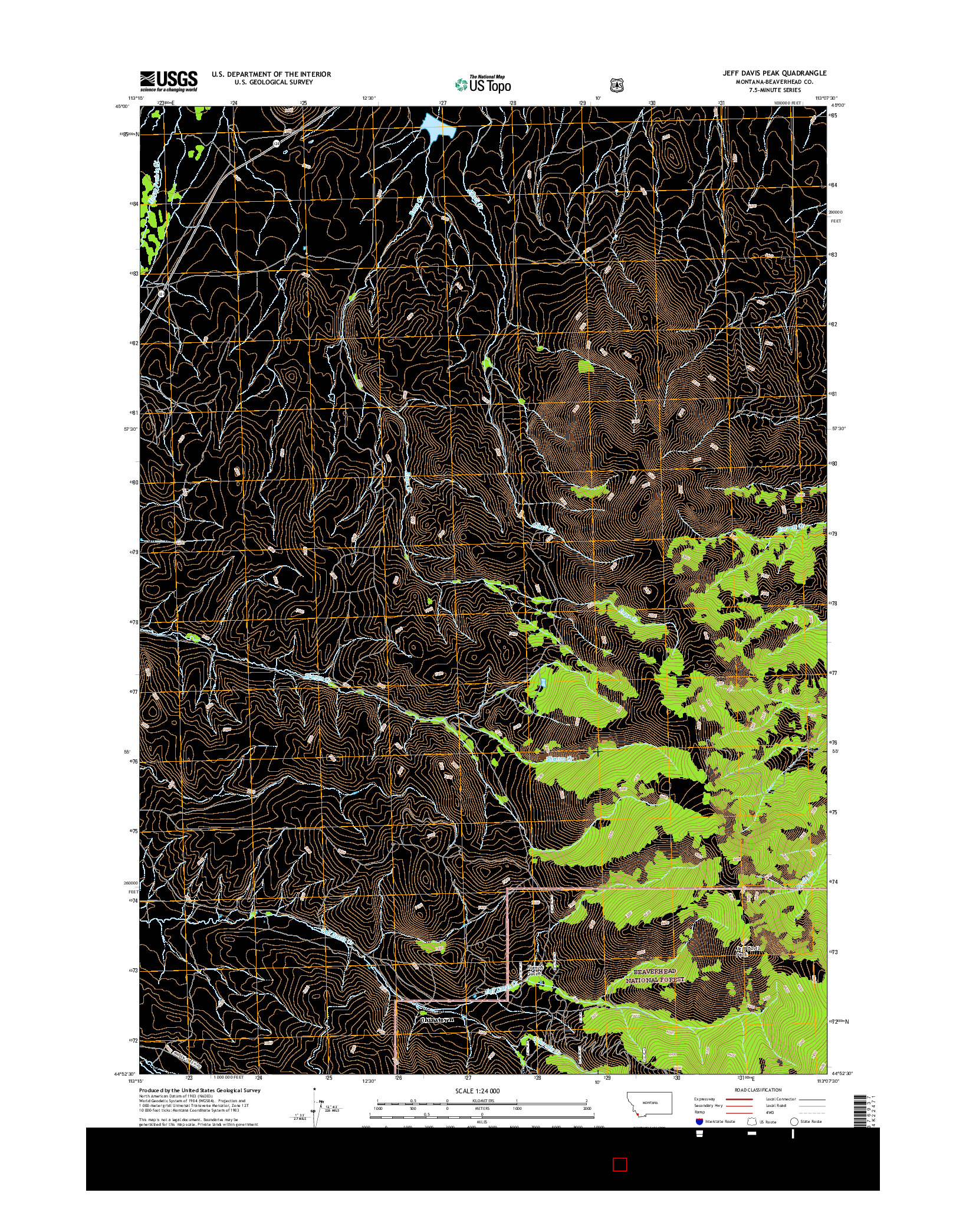USGS US TOPO 7.5-MINUTE MAP FOR JEFF DAVIS PEAK, MT 2017