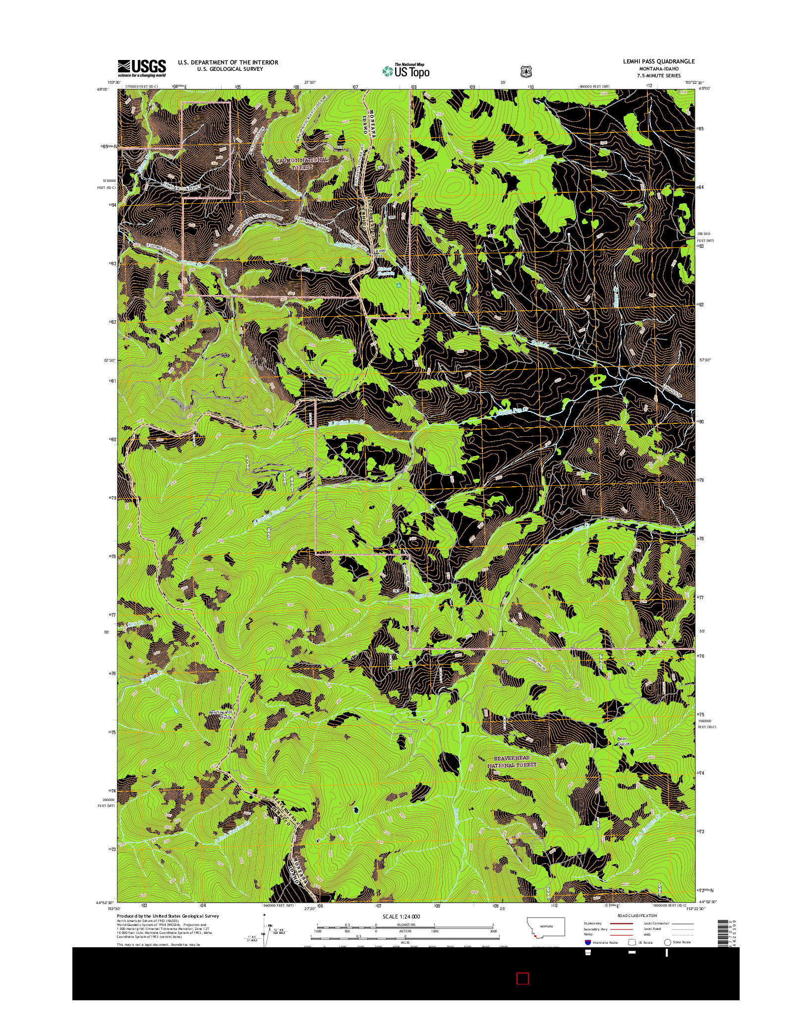 USGS US TOPO 7.5-MINUTE MAP FOR LEMHI PASS, MT-ID 2017