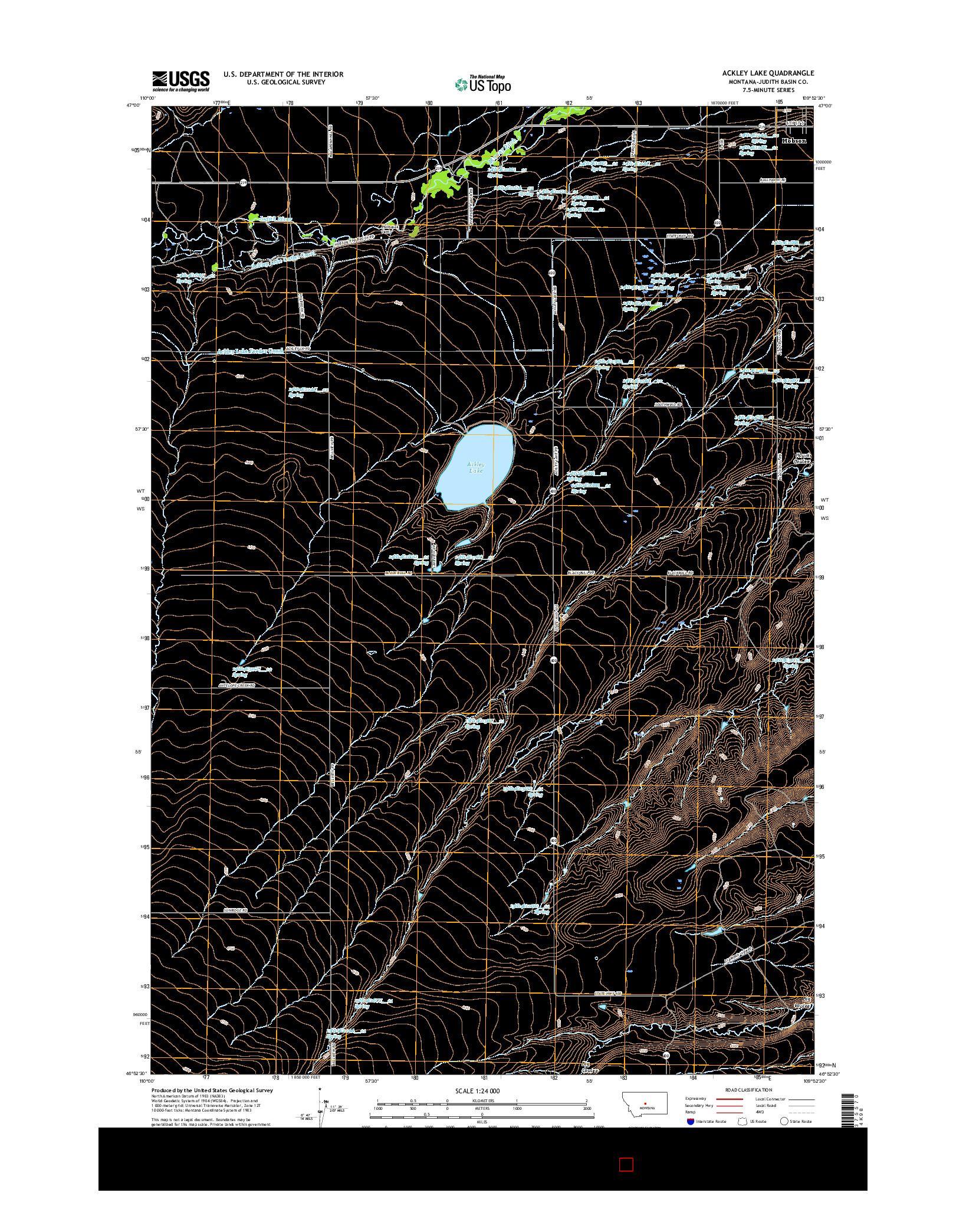 USGS US TOPO 7.5-MINUTE MAP FOR ACKLEY LAKE, MT 2017