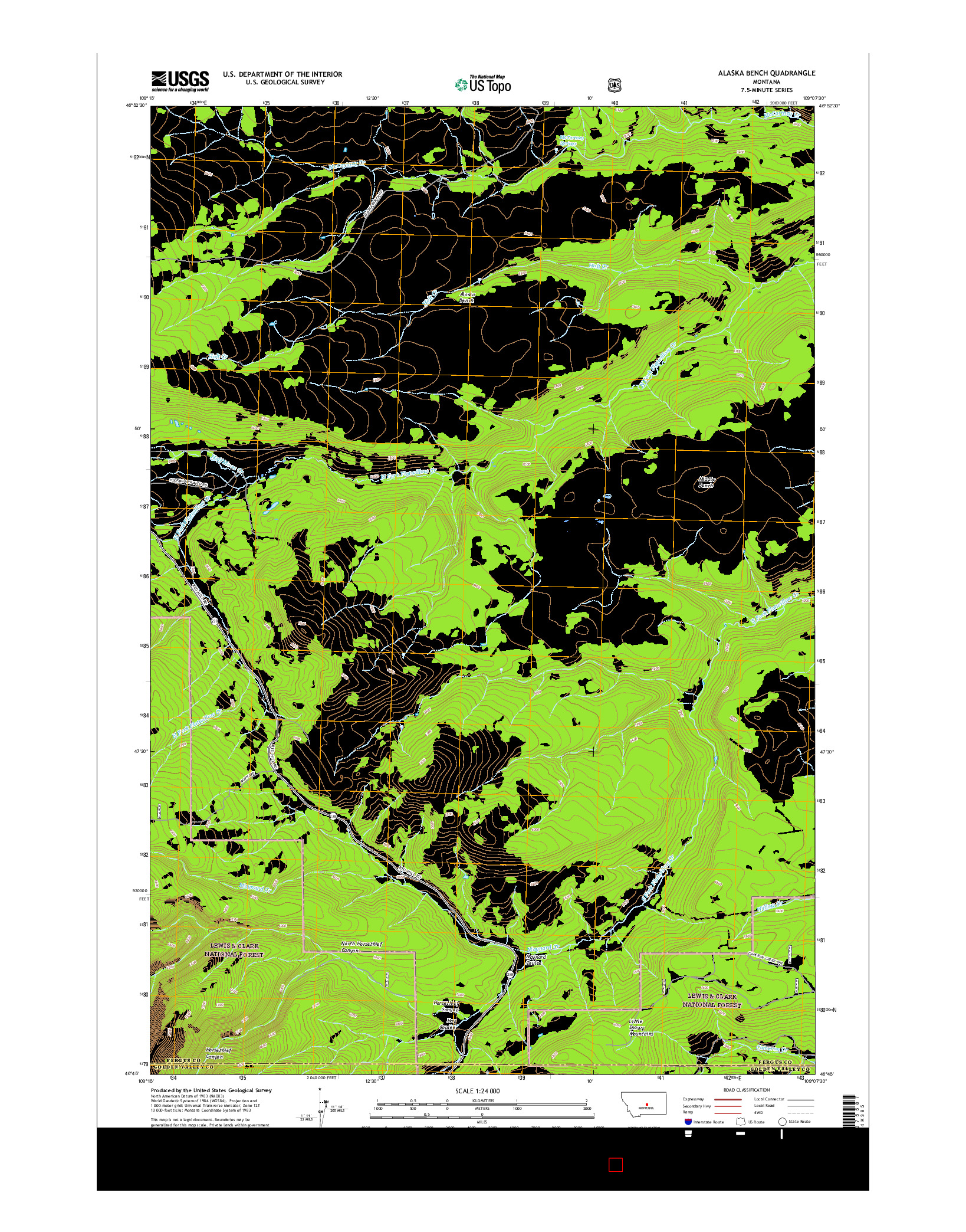 USGS US TOPO 7.5-MINUTE MAP FOR ALASKA BENCH, MT 2017