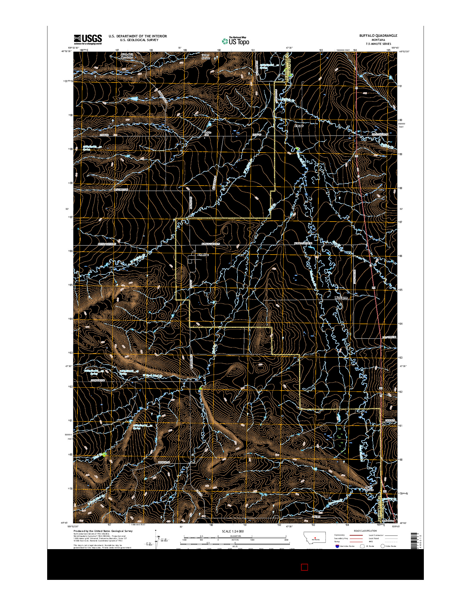 USGS US TOPO 7.5-MINUTE MAP FOR BUFFALO, MT 2017