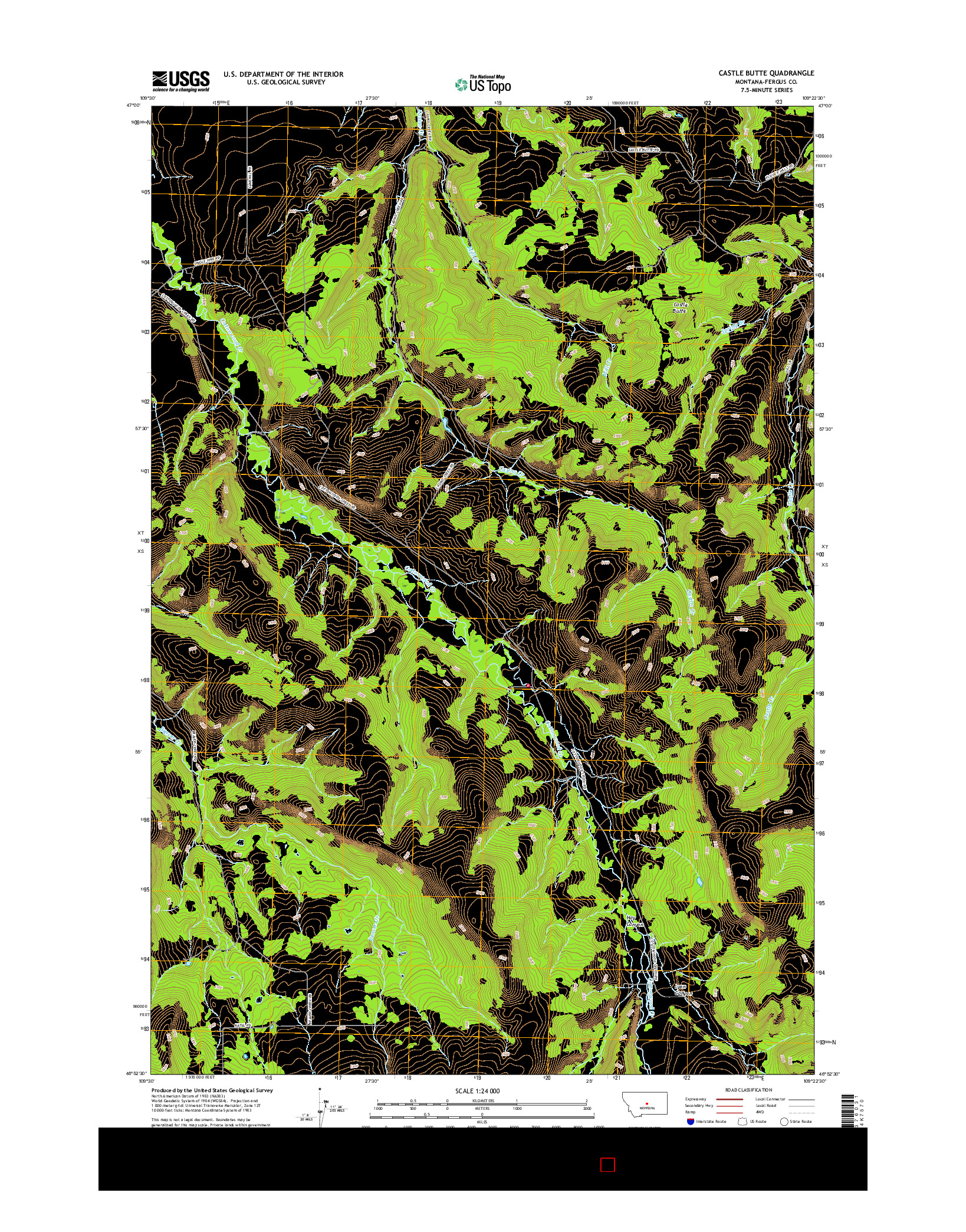 USGS US TOPO 7.5-MINUTE MAP FOR CASTLE BUTTE, MT 2017