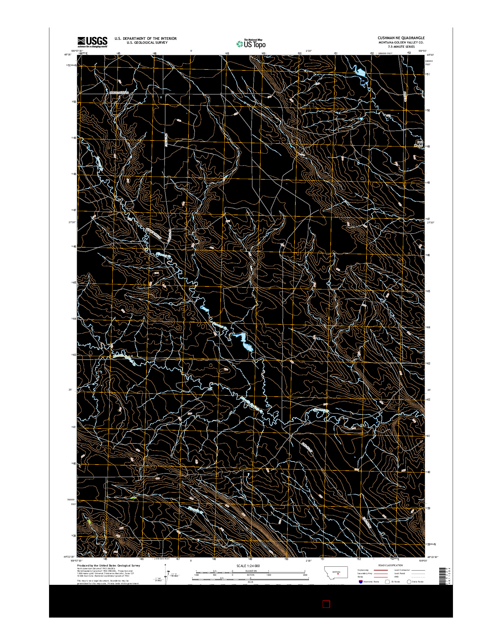 USGS US TOPO 7.5-MINUTE MAP FOR CUSHMAN NE, MT 2017