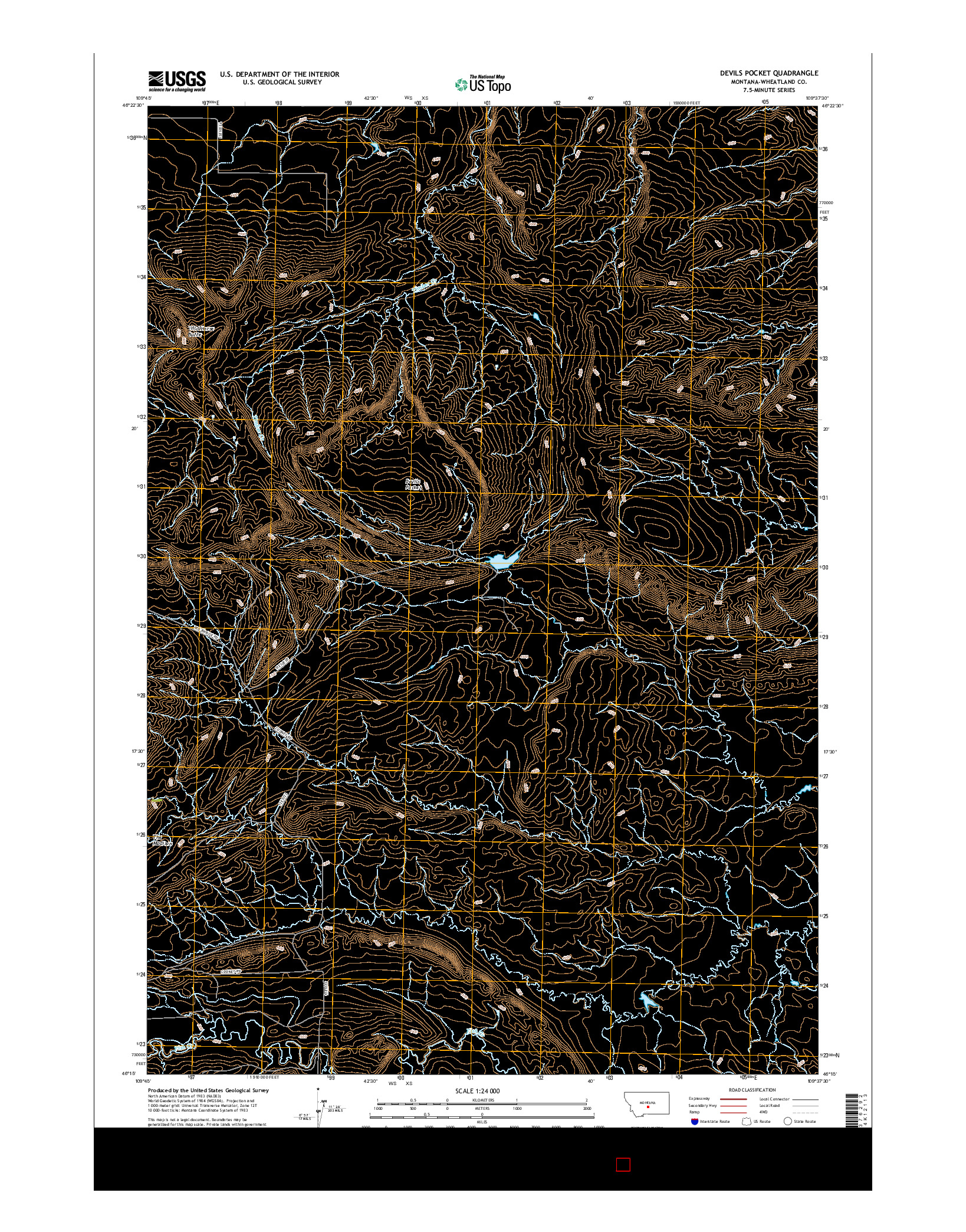 USGS US TOPO 7.5-MINUTE MAP FOR DEVILS POCKET, MT 2017